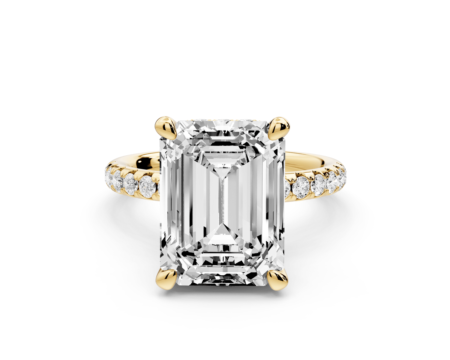 Arina - 5ct 18k yellow gold emerald Diamond with a wrap around halo and pavé Engagement ring - Mr. Alex Jewelry