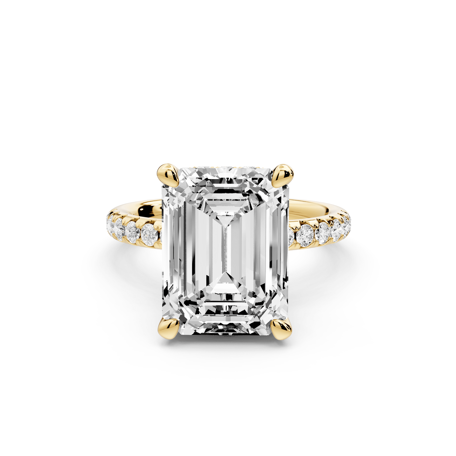Arina - 5ct 18k yellow gold emerald Diamond with a wrap around halo and pavé Engagement ring - Mr. Alex Jewelry