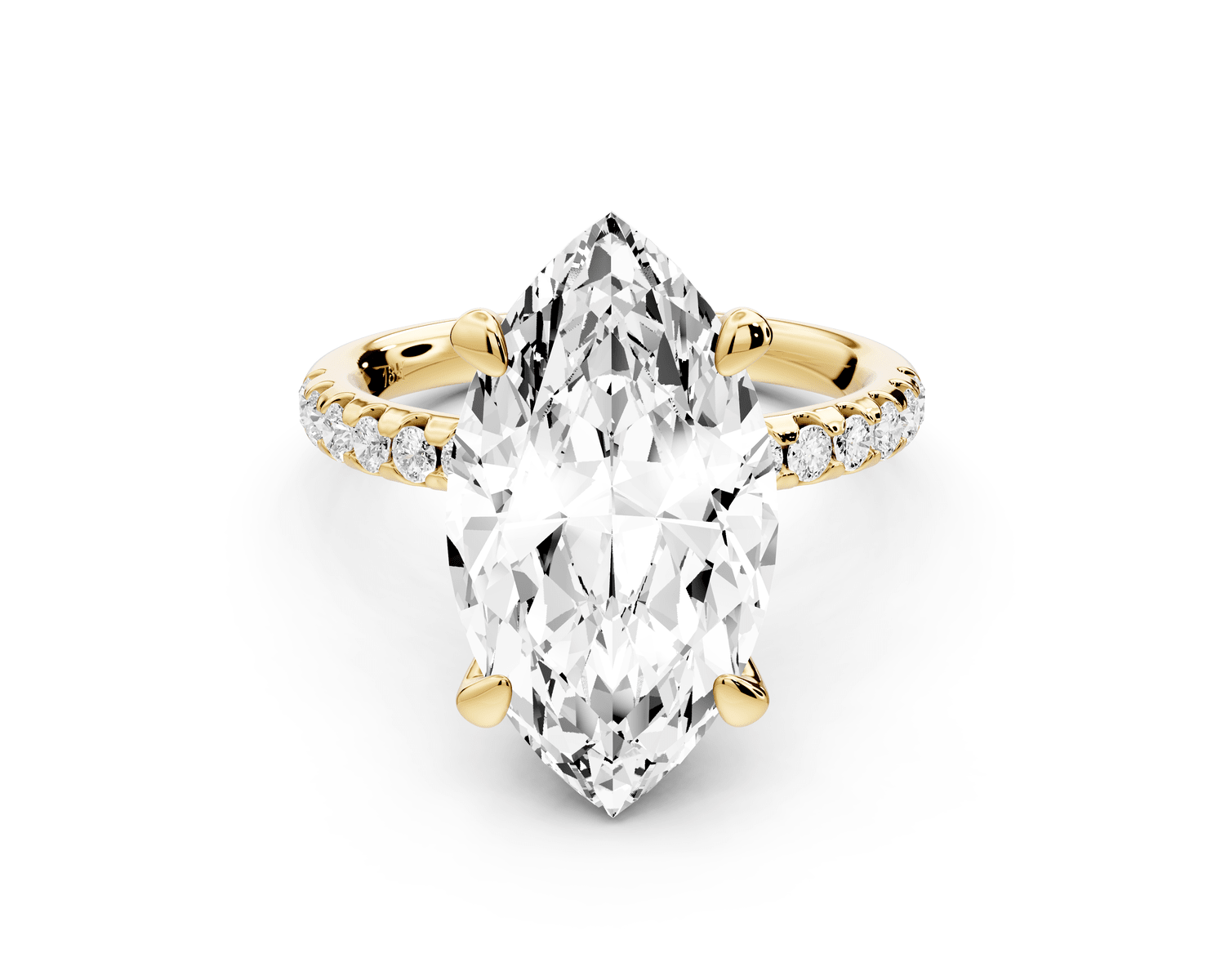 Arina - 5ct 18k yellow gold marquise Diamond with a wrap around halo and pavé engagement ring - Mr. Alex Jewelry