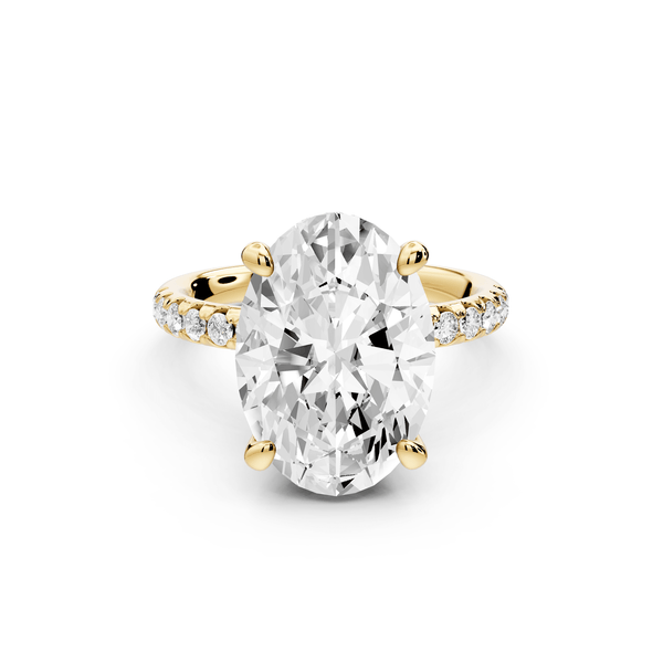 Arina - 5ct 18k yellow gold oval Diamond with a wrap around halo and pavé Engagement ring - Mr. Alex Jewelry