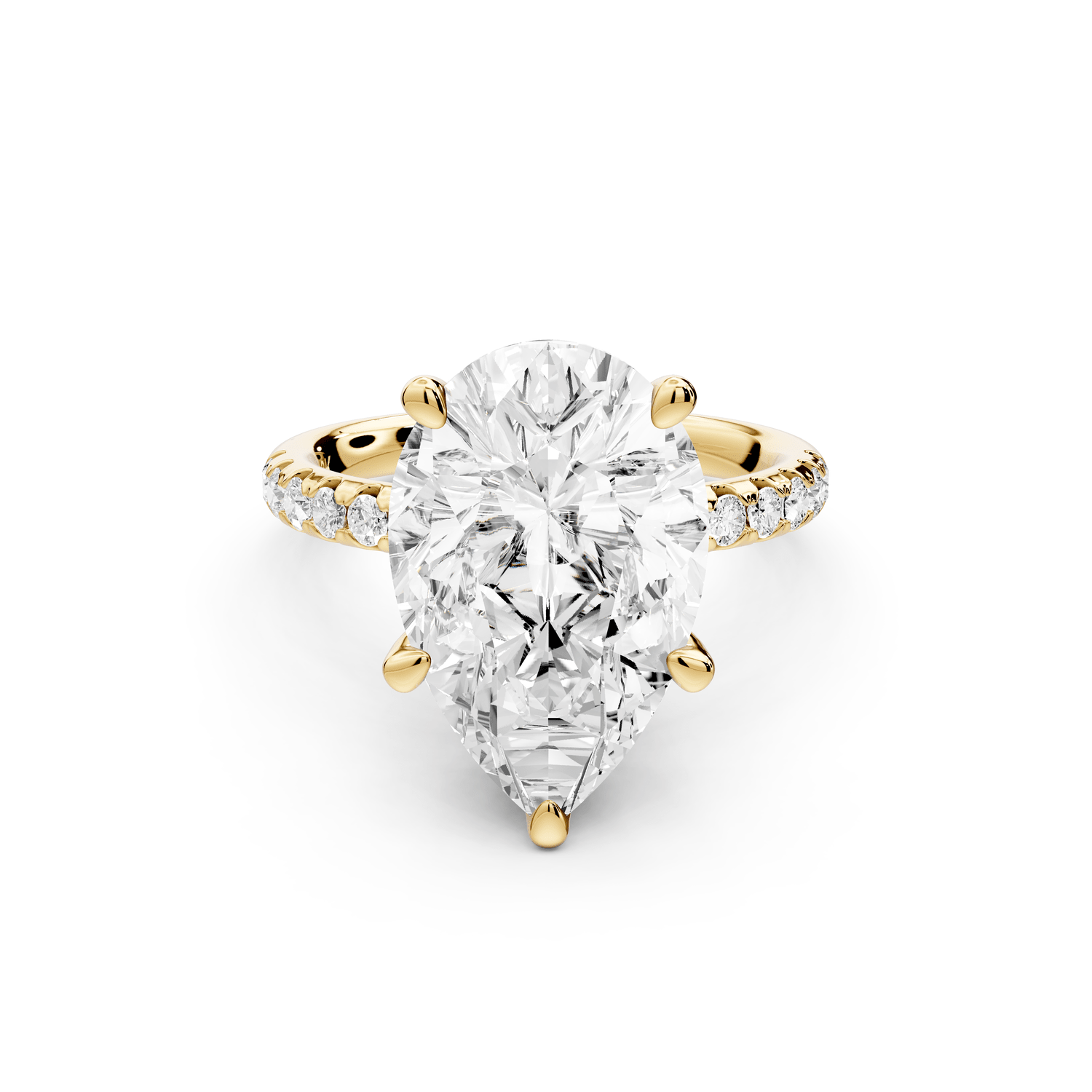 Arina - 5ct 18k yellow gold pear Diamond with a wrap around halo and pavé Engagement ring - Mr. Alex Jewelry