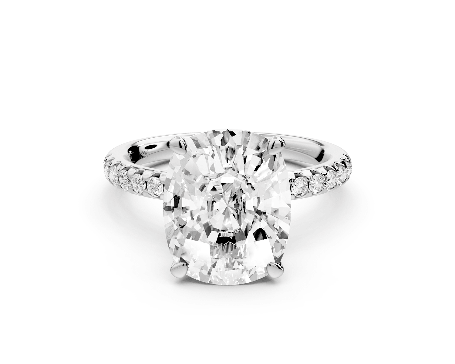 Arina - 5ct platinum ecushion Diamond with a wrap around halo and pavé engagement ring - Mr. Alex Jewelry
