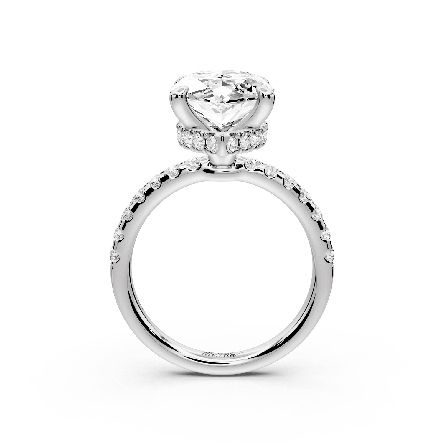 Arina - 5ct platinum marquise Diamond with a wrap around halo and pavé engagement ring - Mr. Alex Jewelry