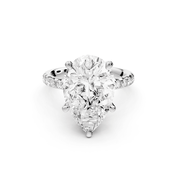 Arina - 5ct platinum pear Diamond with a wrap around halo and pavé Engagement ring - Mr. Alex Jewelry