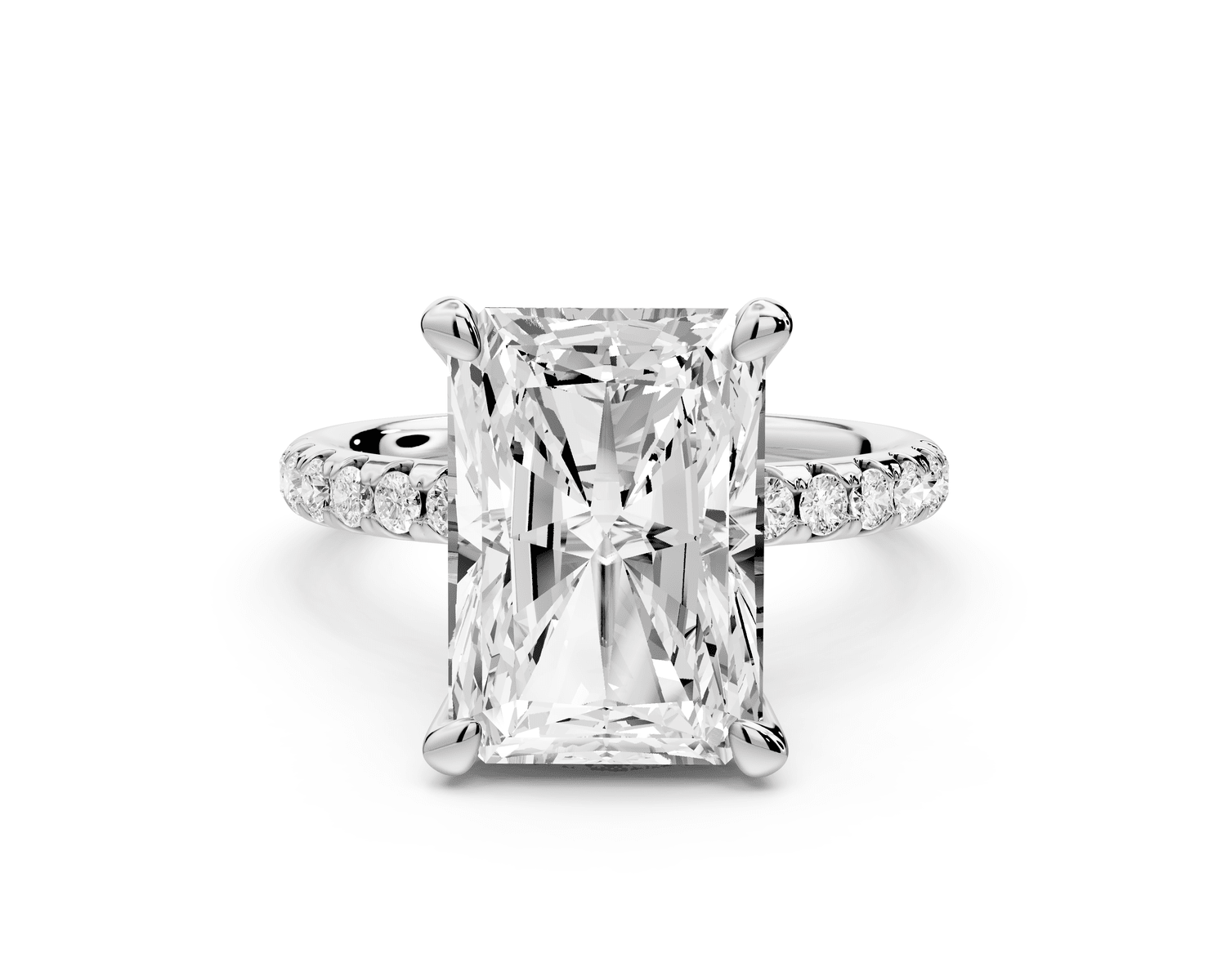 Arina - 5ct platinum radiant Diamond with a wrap around halo and pavé engagement ring - Mr. Alex Jewelry