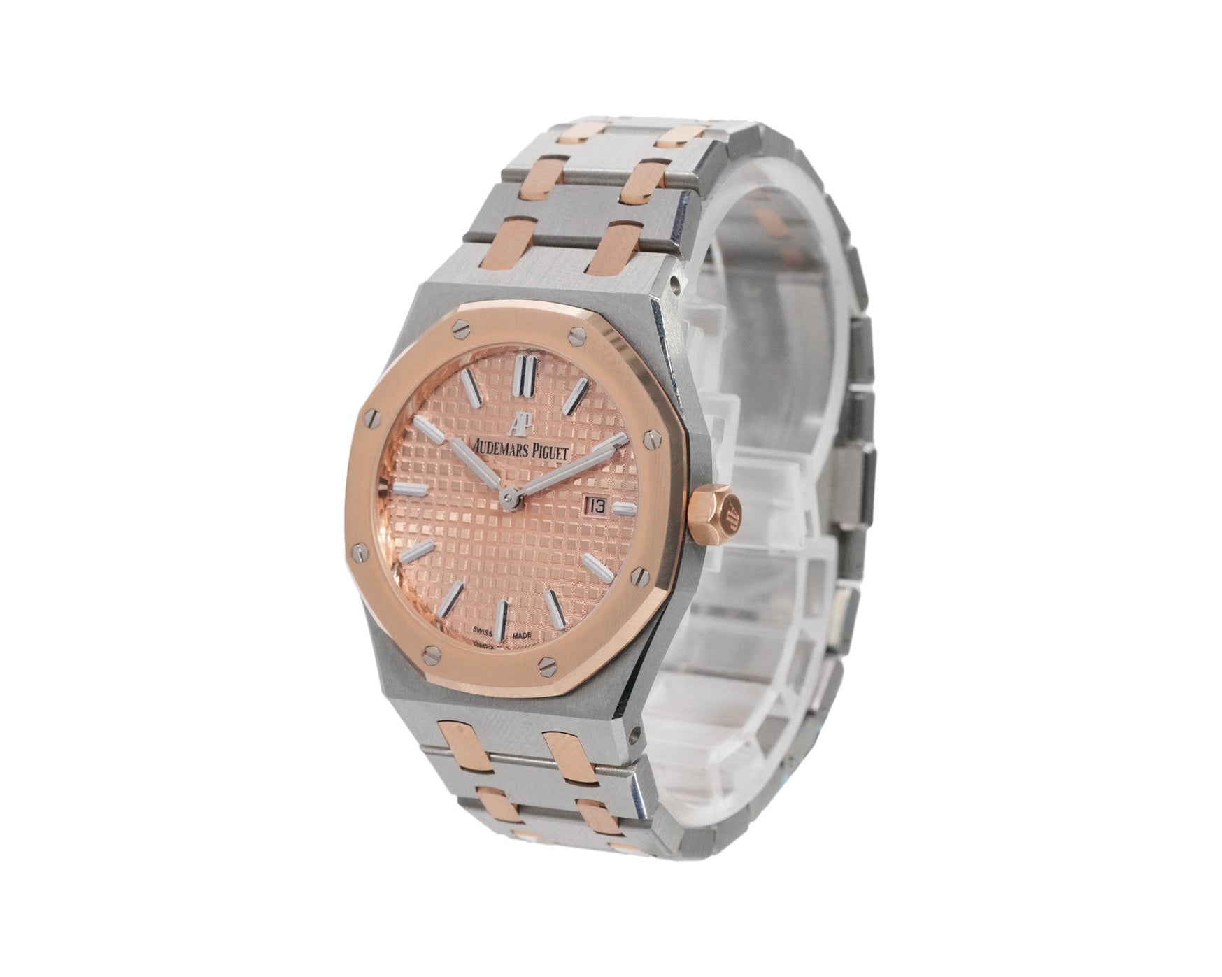 Audemars Piguet Royal Oak 34mm Two - Tone Rose Gold Pink Dial Ref:77350SR - Mr. Alex Jewelry