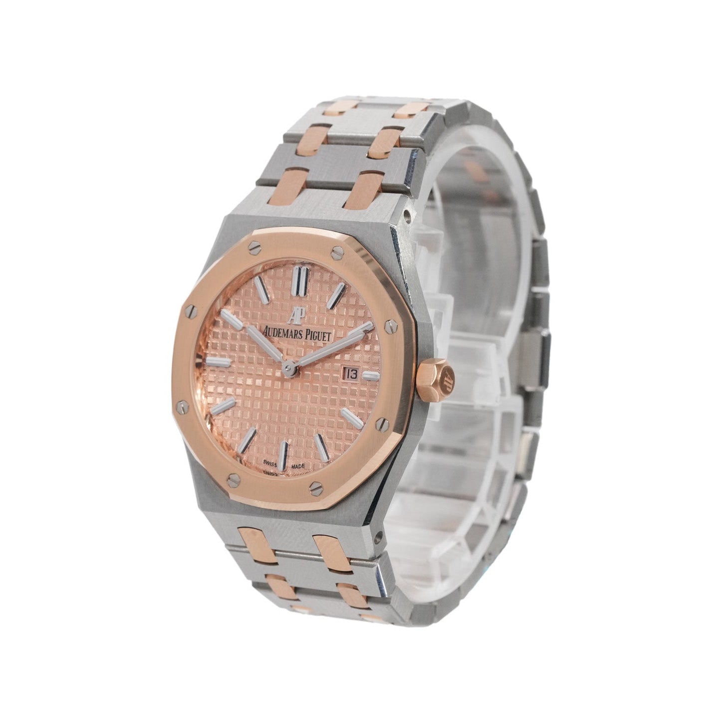 Audemars Piguet Royal Oak 34mm Two - Tone Rose Gold Pink Dial Ref:77350SR - Mr. Alex Jewelry