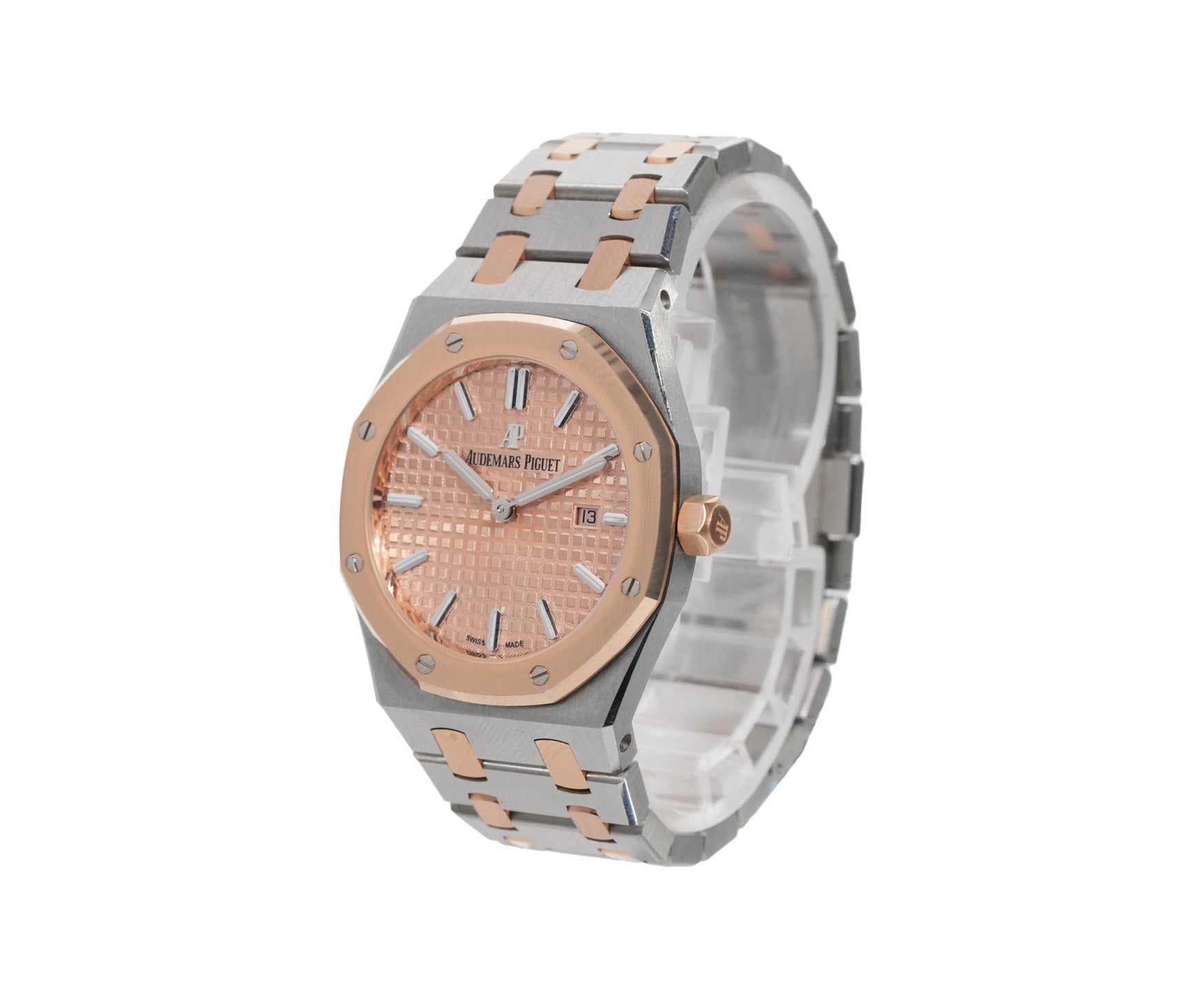 Audemars Piguet Royal Oak 34mm Two - Tone Rose Gold Pink Dial Ref:77350SR - Mr. Alex Jewelry