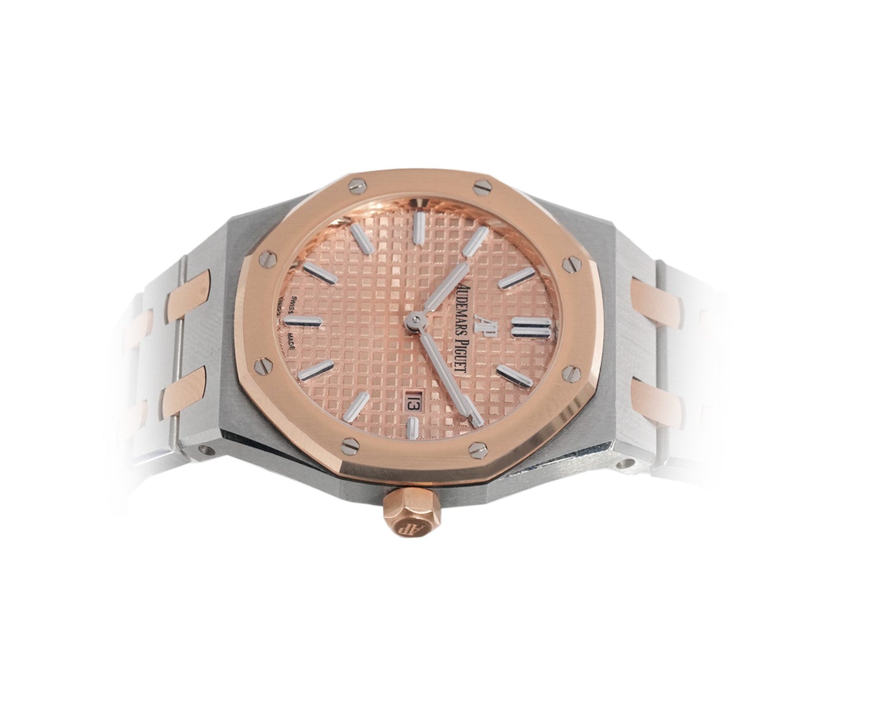 Audemars Piguet Royal Oak 34mm Two - Tone Rose Gold Pink Dial Ref:77350SR - Mr. Alex Jewelry