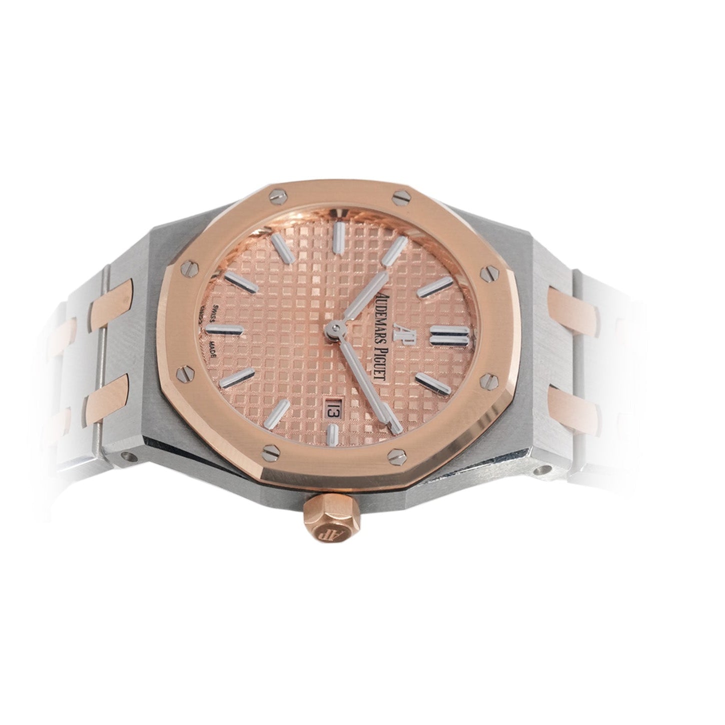 Audemars Piguet Royal Oak 34mm Two - Tone Rose Gold Pink Dial Ref:77350SR - Mr. Alex Jewelry