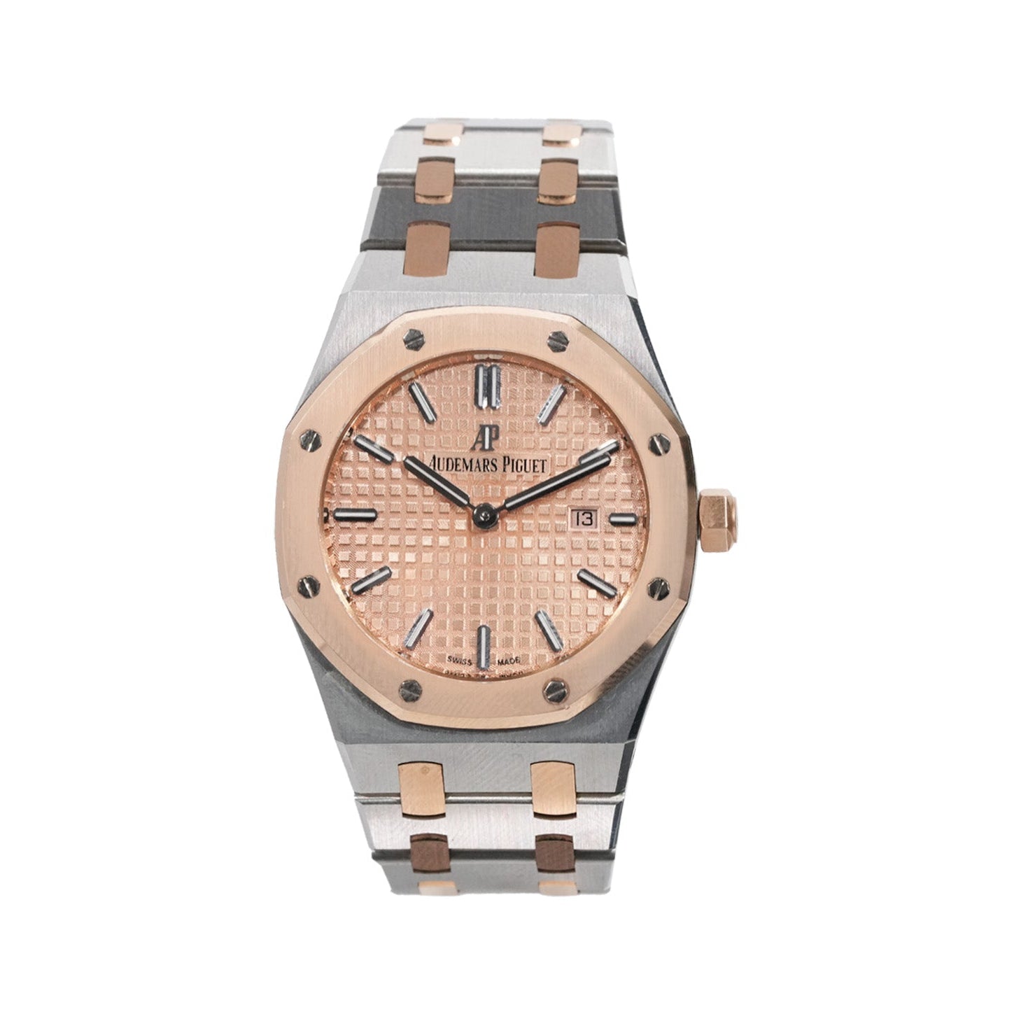 Audemars Piguet Royal Oak 34mm Two - Tone Rose Gold Pink Dial Ref:77350SR - Mr. Alex Jewelry