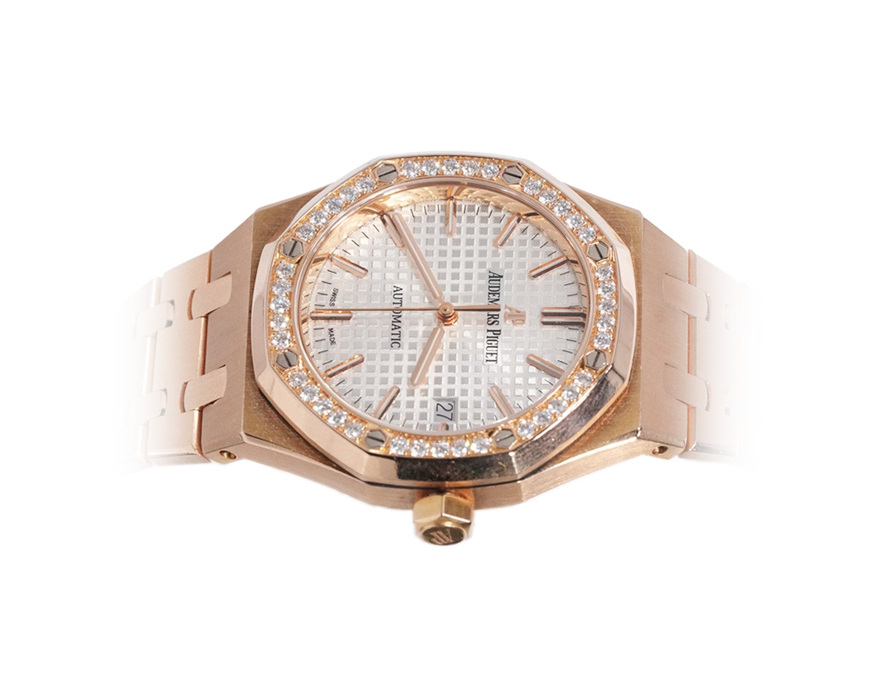 Audemars Piguet Royal Oak 37mm Rose Gold White Dial Diamond Bezel Ref:15451OR - Mr. Alex Jewelry