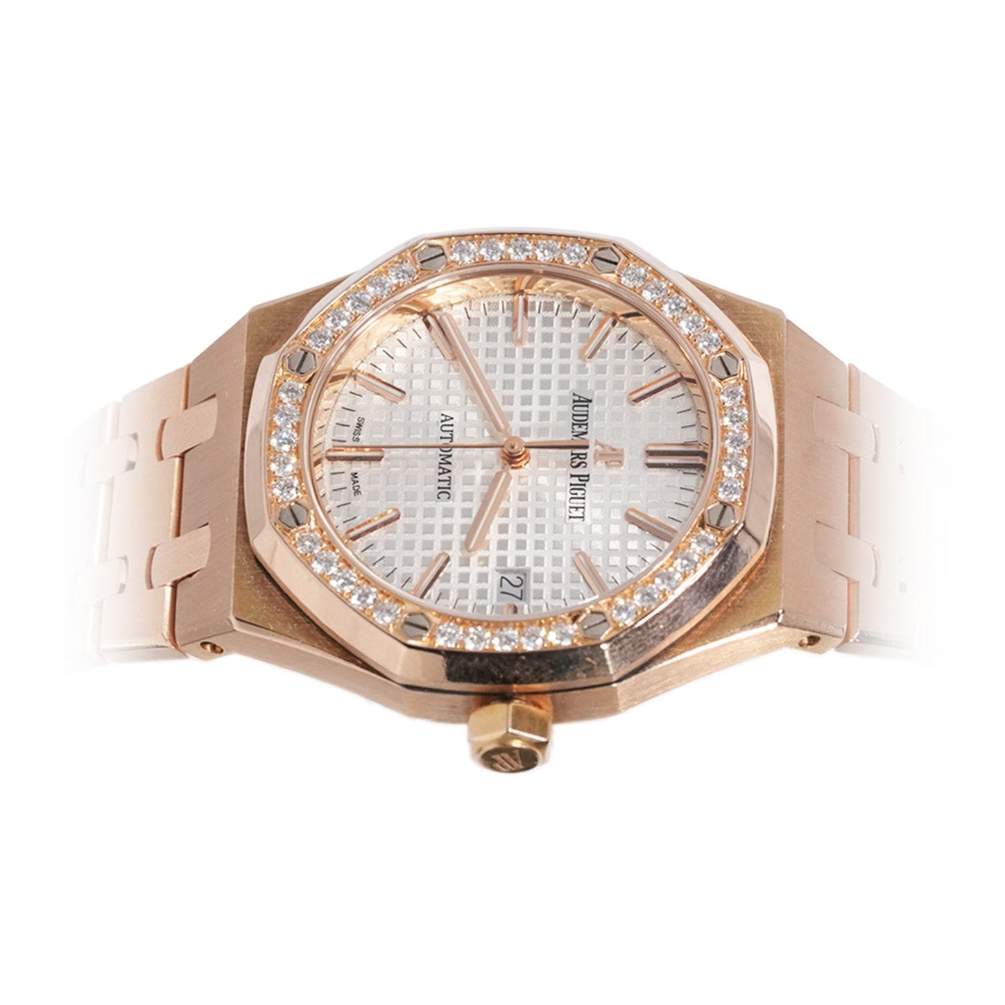 Audemars Piguet Royal Oak 37mm Rose Gold White Dial Diamond Bezel Ref:15451OR - Mr. Alex Jewelry