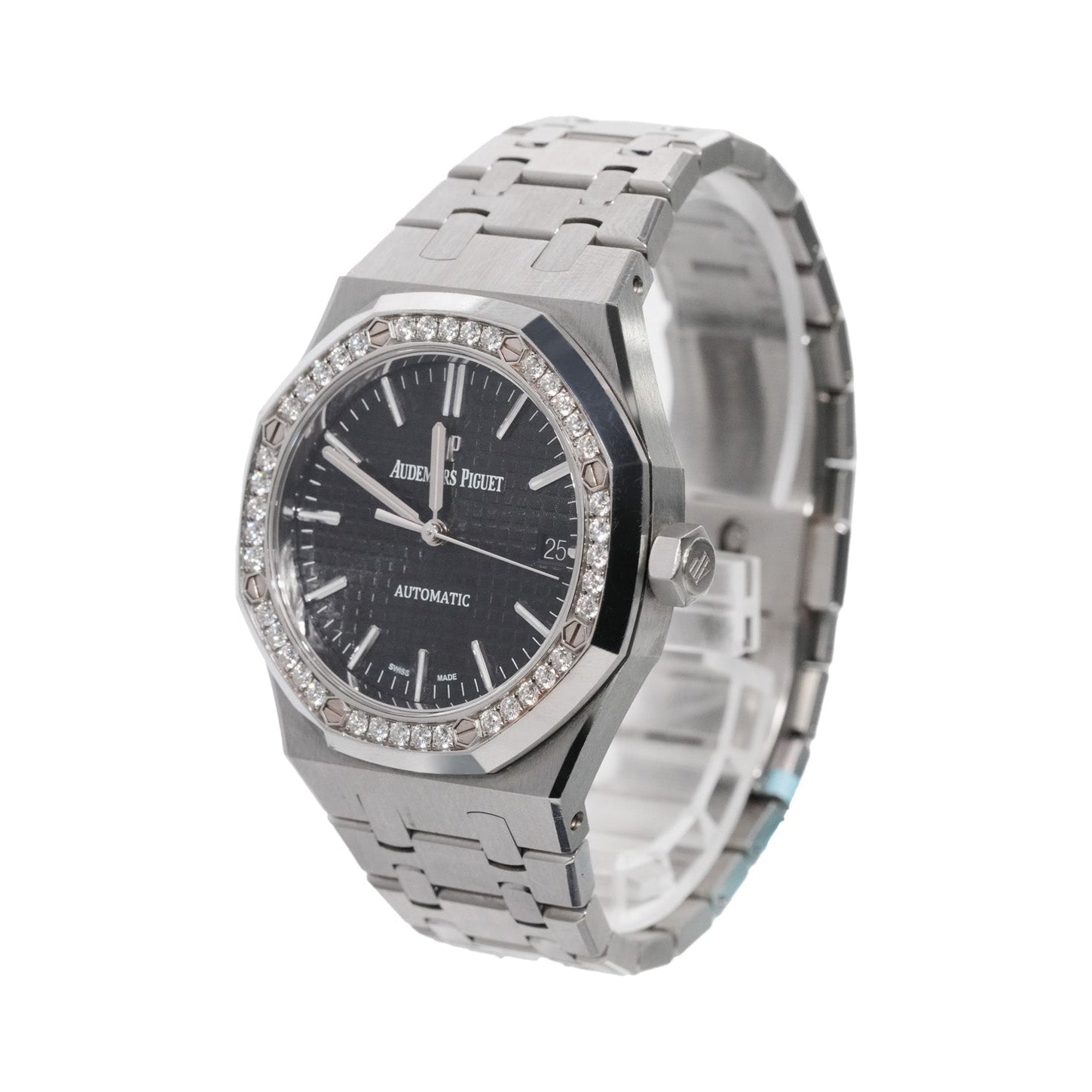Audemars Piguet Royal Oak 37mm Stainless Steel Black Dial Diamond Bezel Ref:15451ST - Mr. Alex Jewelry