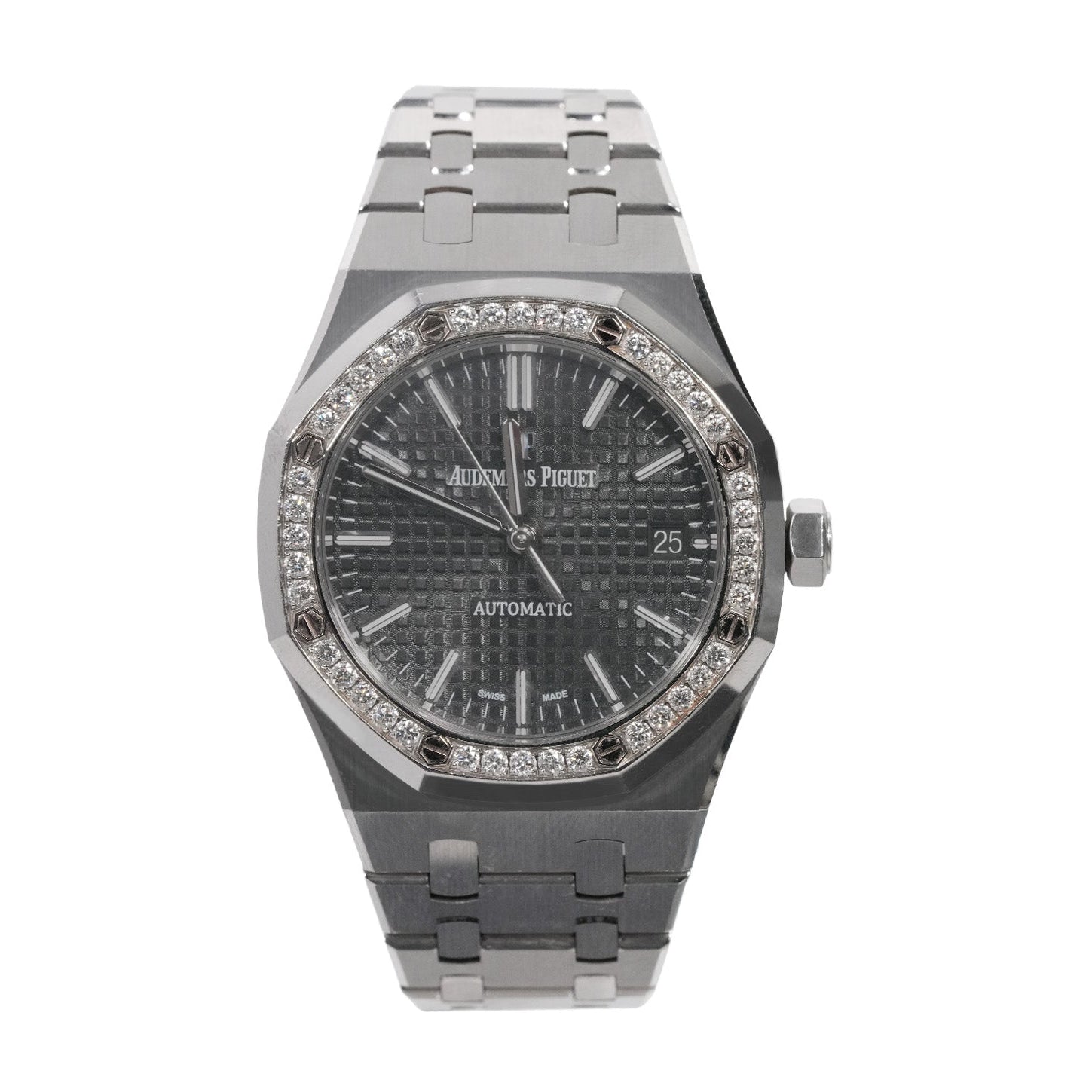 Audemars Piguet Royal Oak 37mm Stainless Steel Black Dial Diamond Bezel Ref:15451ST - Mr. Alex Jewelry