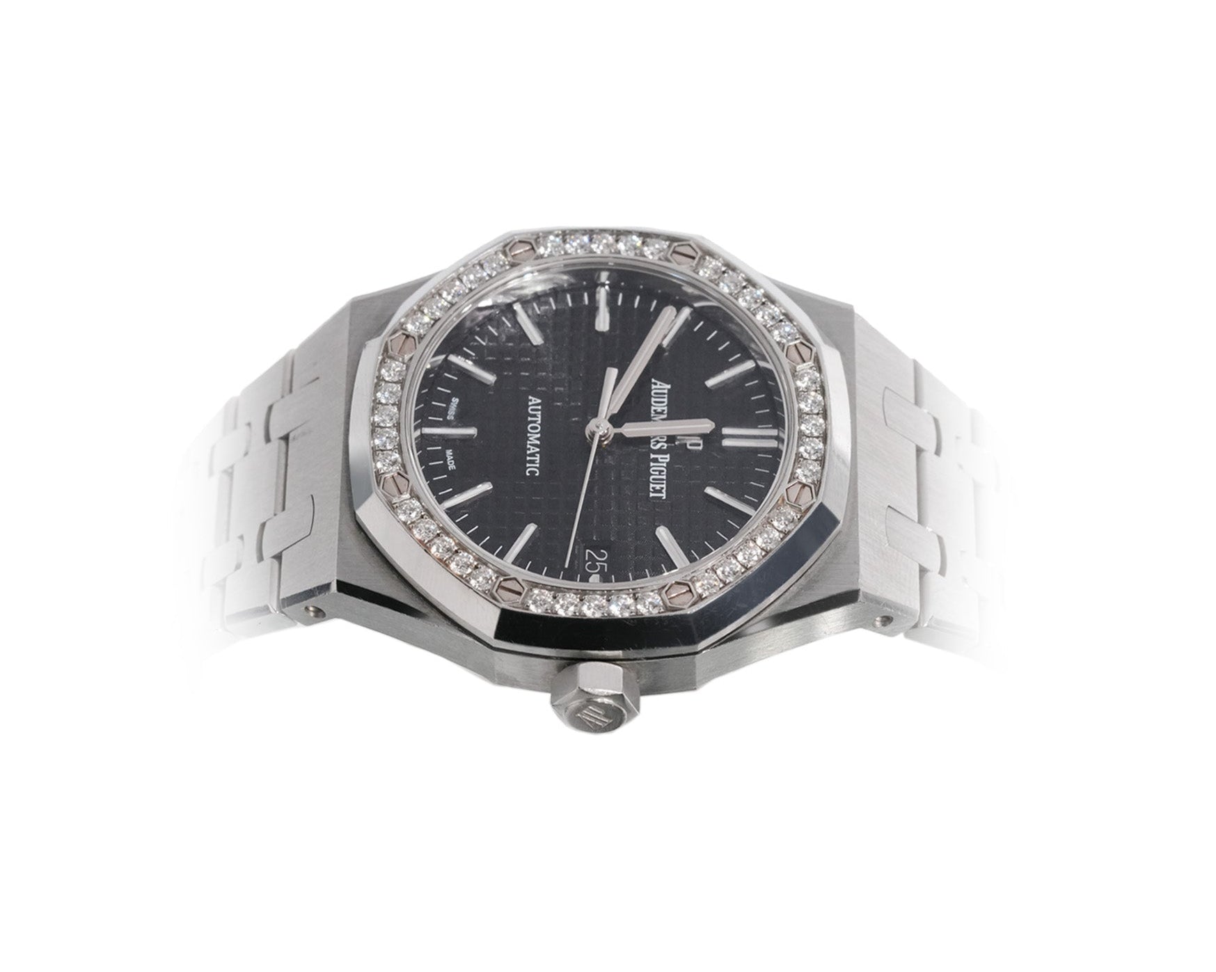 Audemars Piguet Royal Oak 37mm Stainless Steel Black Dial Diamond Bezel Ref:15451ST - Mr. Alex Jewelry