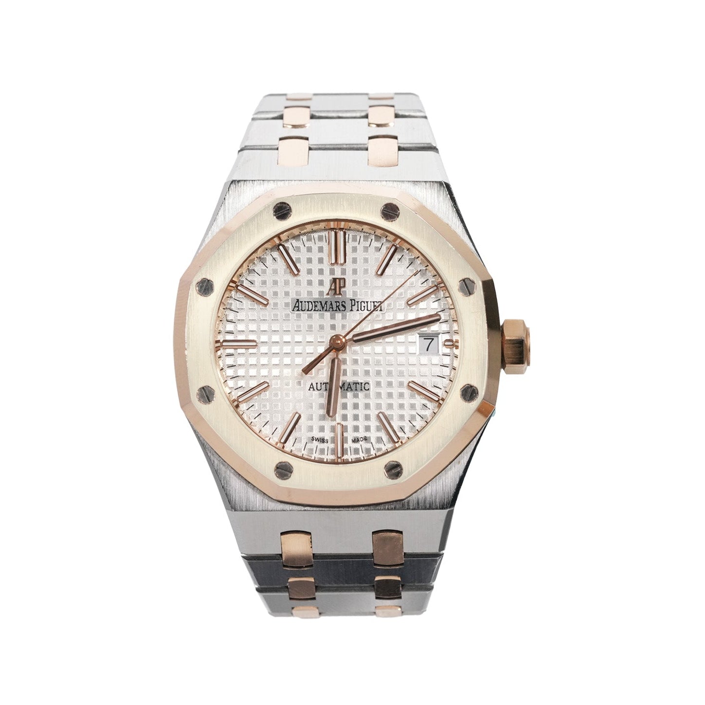 Audemars Piguet Royal Oak 37mm Two - Tone Rose Gold White Dial Ref:15450SR - Mr. Alex Jewelry