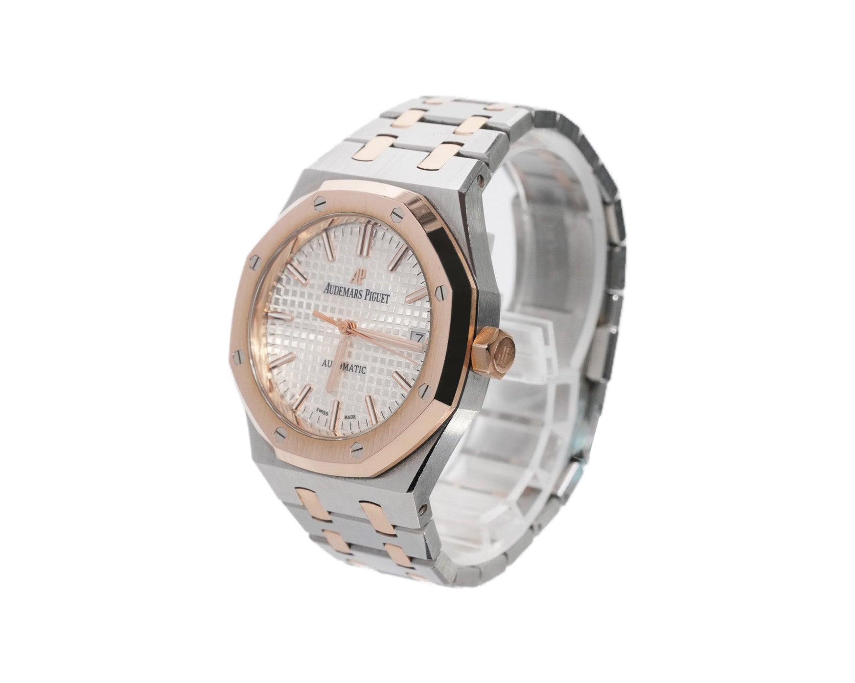 Audemars Piguet Royal Oak 37mm Two - Tone Rose Gold White Dial Ref:15450SR - Mr. Alex Jewelry