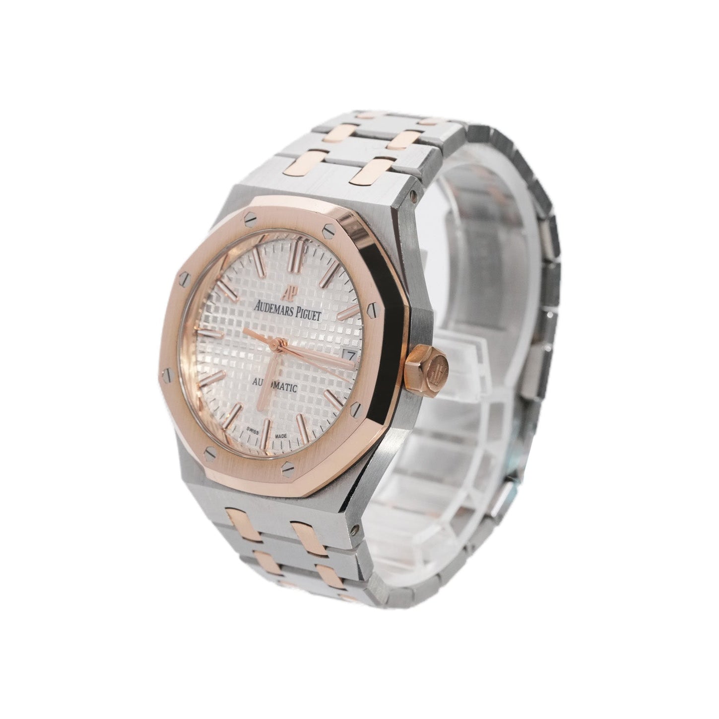 Audemars Piguet Royal Oak 37mm Two - Tone Rose Gold White Dial Ref:15450SR - Mr. Alex Jewelry