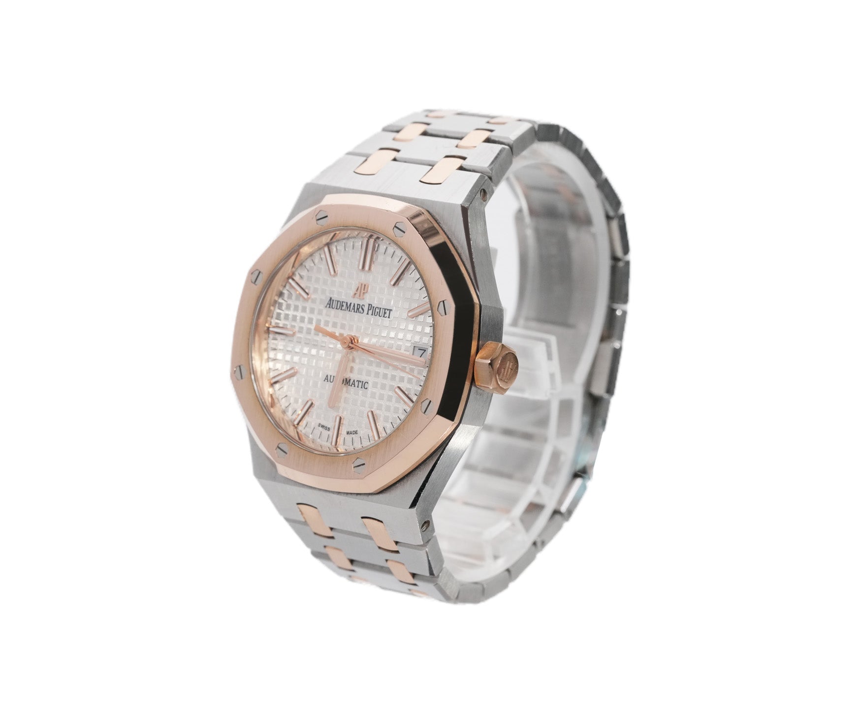 Audemars Piguet Royal Oak 37mm Two - Tone Rose Gold White Dial Ref:15450SR - Mr. Alex Jewelry
