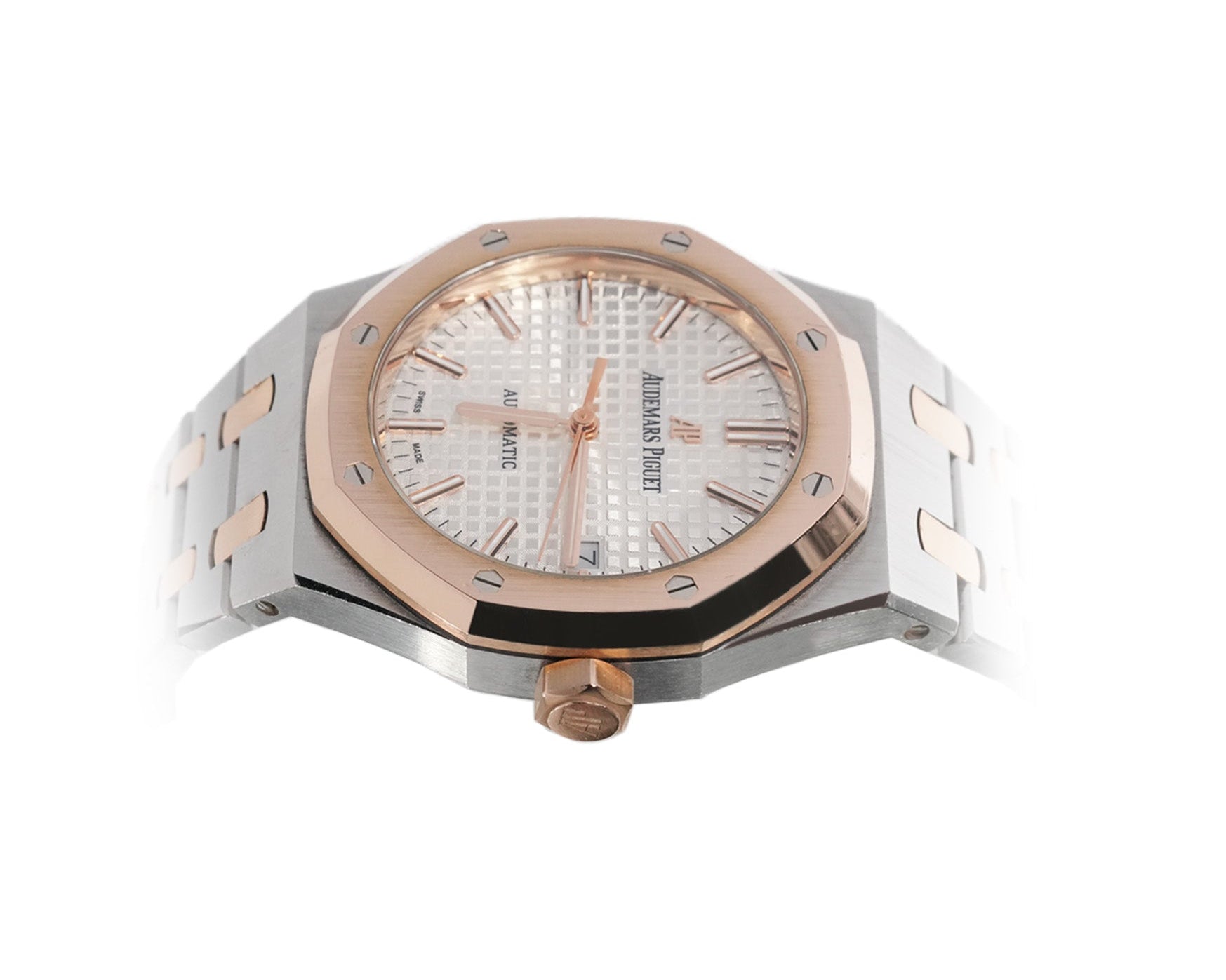 Audemars Piguet Royal Oak 37mm Two - Tone Rose Gold White Dial Ref:15450SR - Mr. Alex Jewelry