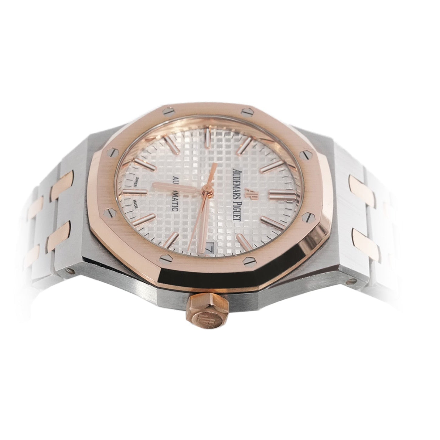 Audemars Piguet Royal Oak 37mm Two - Tone Rose Gold White Dial Ref:15450SR - Mr. Alex Jewelry