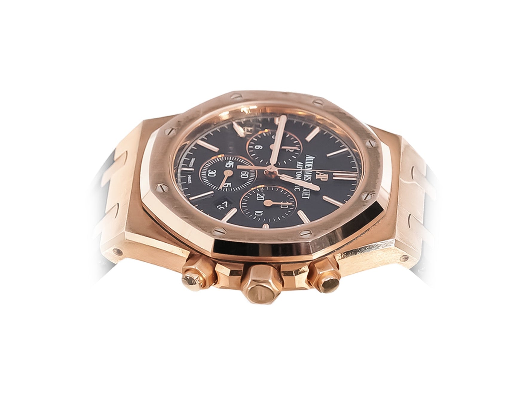 Audemars Piguet Royal Oak Chronograph 41mm Rose Gold Black Dial Rubber Strap Ref:26320OR - Mr. Alex Jewelry