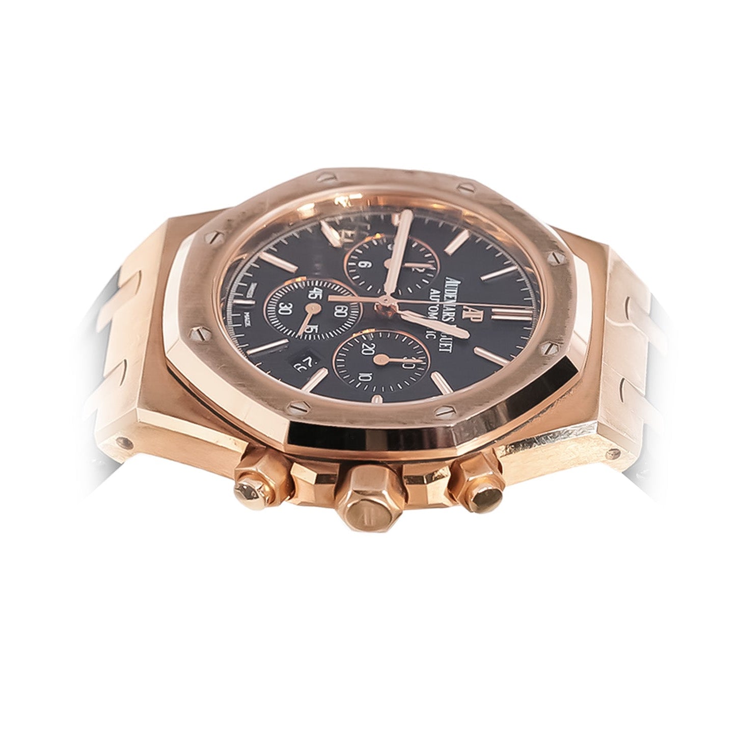 Audemars Piguet Royal Oak Chronograph 41mm Rose Gold Black Dial Rubber Strap Ref:26320OR - Mr. Alex Jewelry