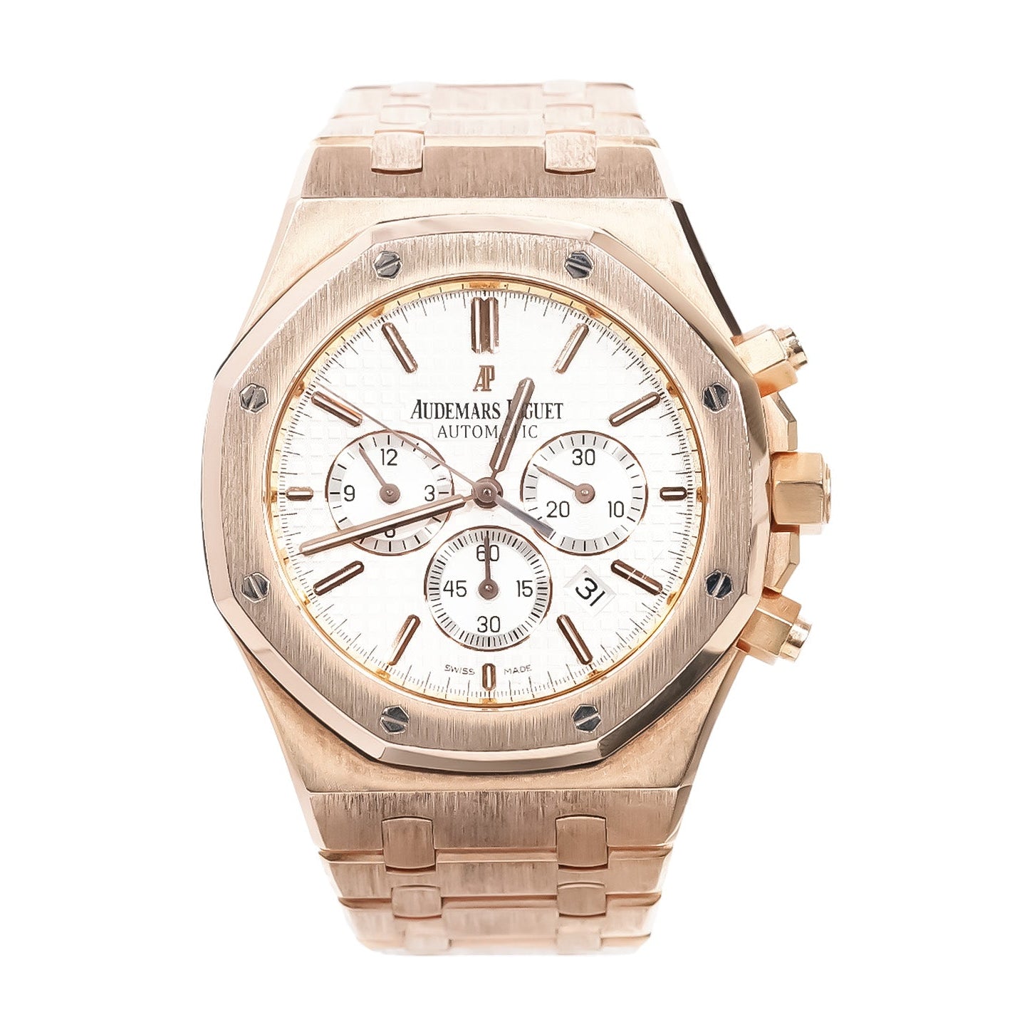 Audemars Piguet Royal Oak Chronograph 41mm Rose Gold White Dial Ref:26320OR - Mr. Alex Jewelry