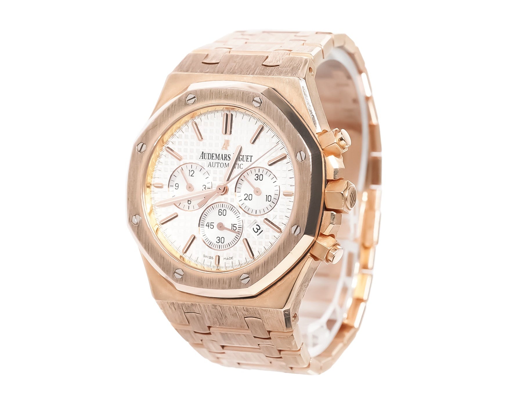 Audemars Piguet Royal Oak Chronograph 41mm Rose Gold White Dial Ref:26320OR - Mr. Alex Jewelry