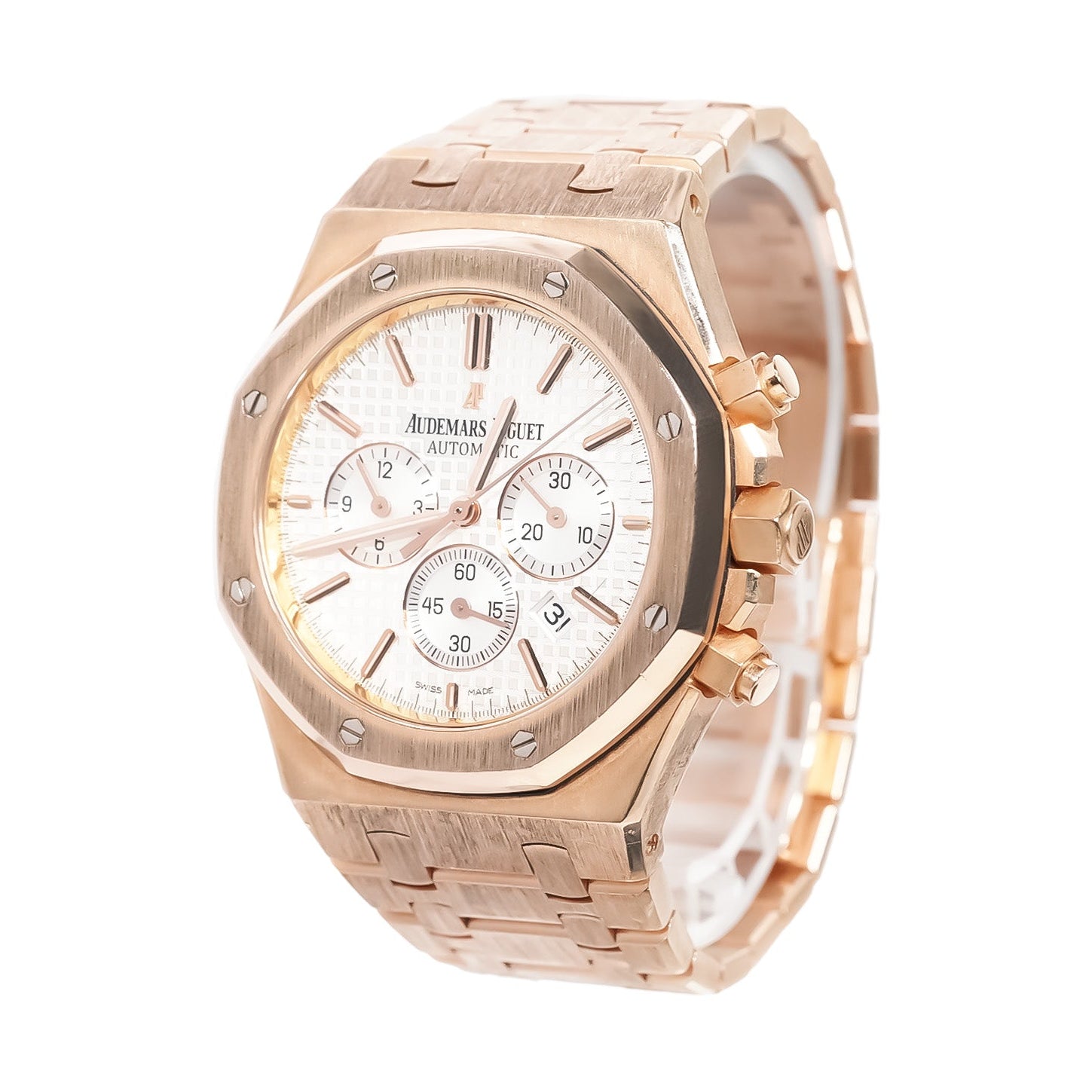 Audemars Piguet Royal Oak Chronograph 41mm Rose Gold White Dial Ref:26320OR - Mr. Alex Jewelry
