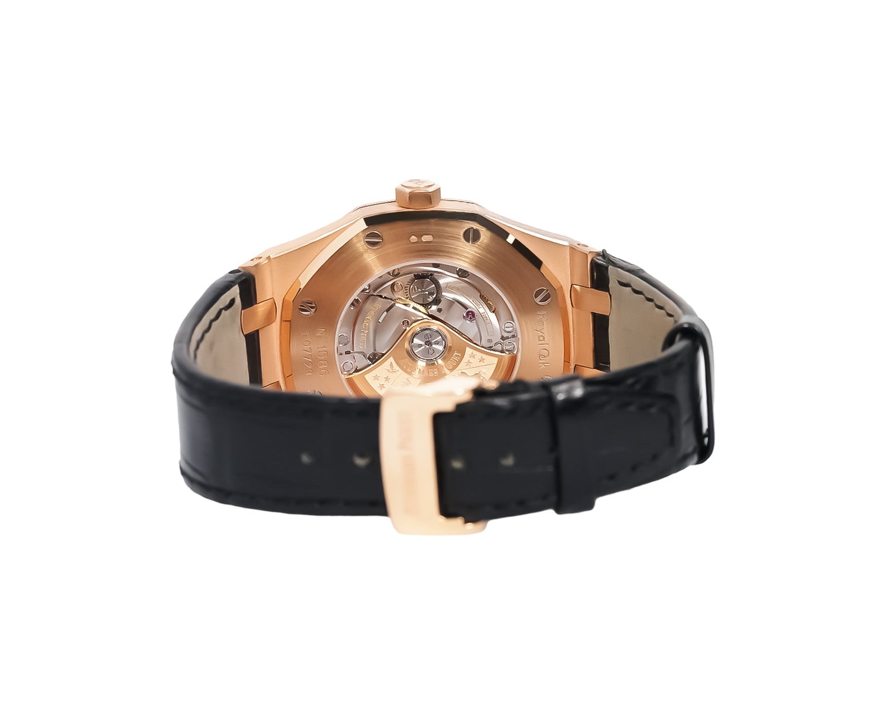 Audemars Piguet Royal Oak Selfwinding 41mm Rose Gold Black Dial Leather Strap Ref:15400OR - Mr. Alex Jewelry