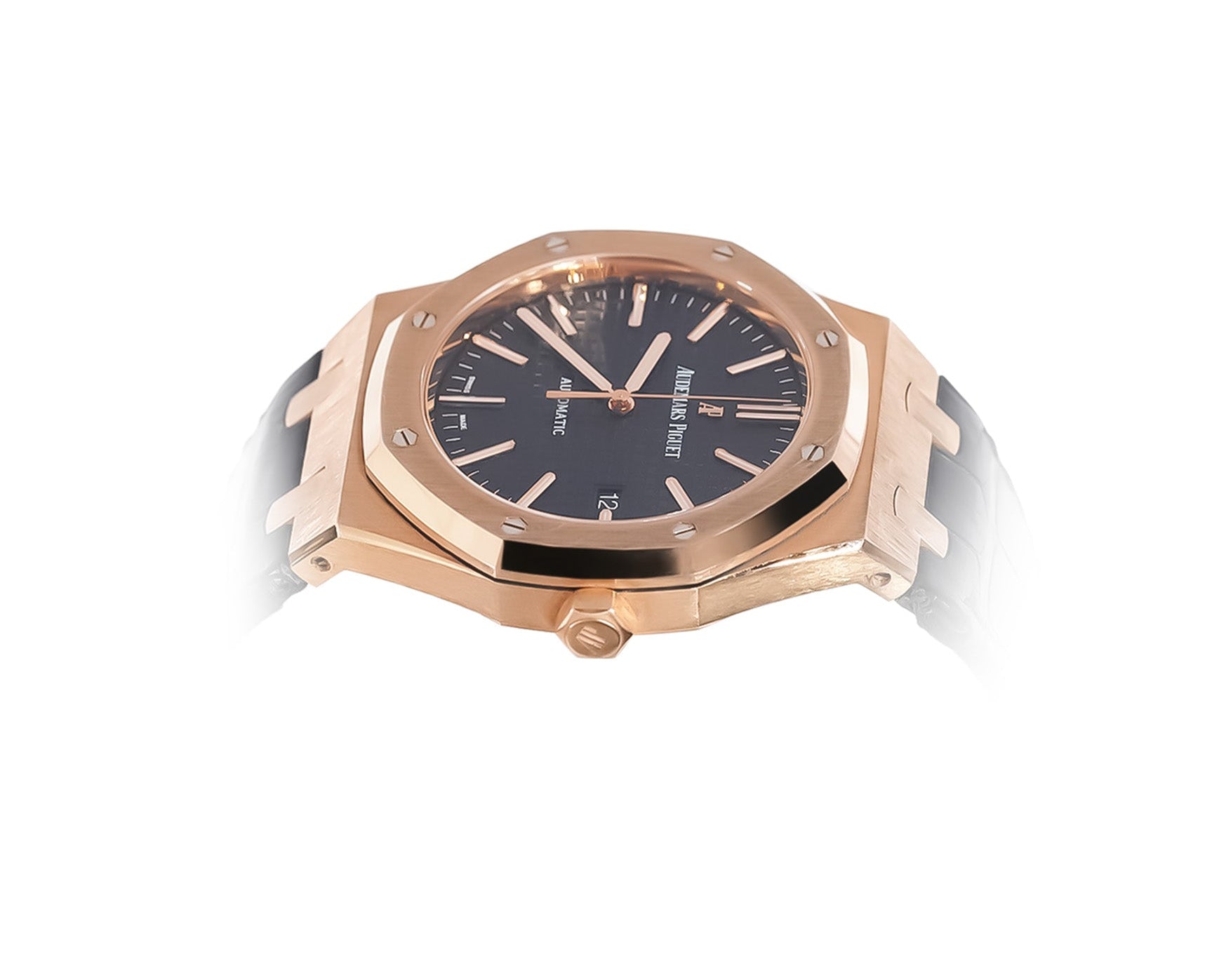 Audemars Piguet Royal Oak Selfwinding 41mm Rose Gold Black Dial Leather Strap Ref:15400OR - Mr. Alex Jewelry