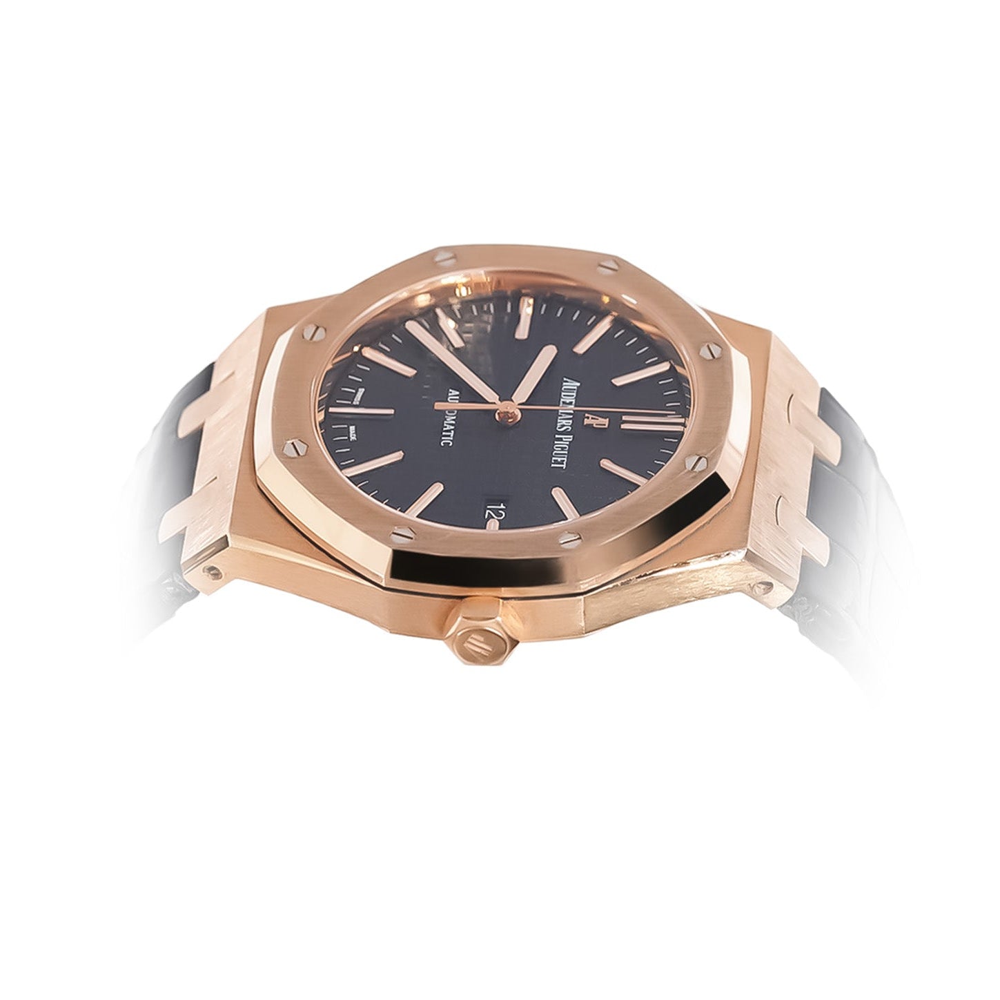 Audemars Piguet Royal Oak Selfwinding 41mm Rose Gold Black Dial Leather Strap Ref:15400OR - Mr. Alex Jewelry