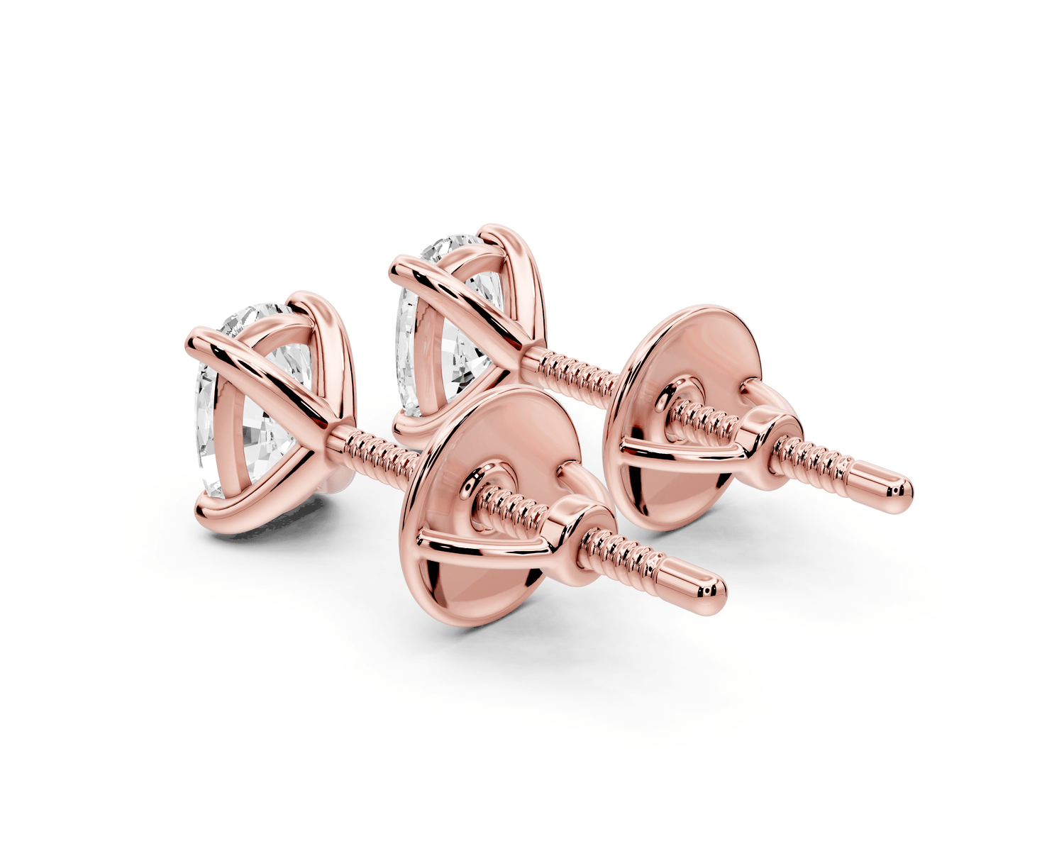 Aura - 1ct 14k rose gold Elgcushion - Cut Diamond Stud Earrings - Mr. Alex Jewelry