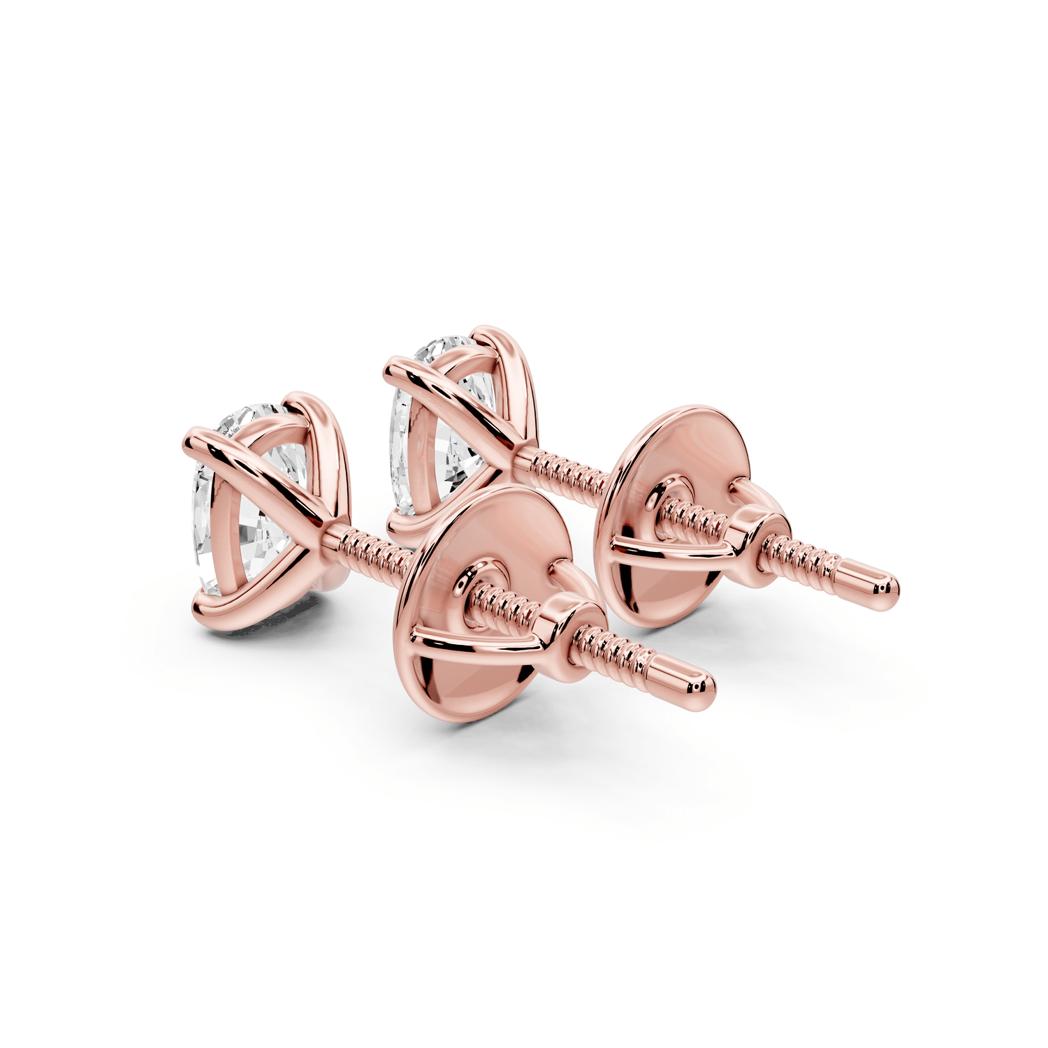 Aura - 1ct 14k rose gold Elgcushion - Cut Diamond Stud Earrings - Mr. Alex Jewelry