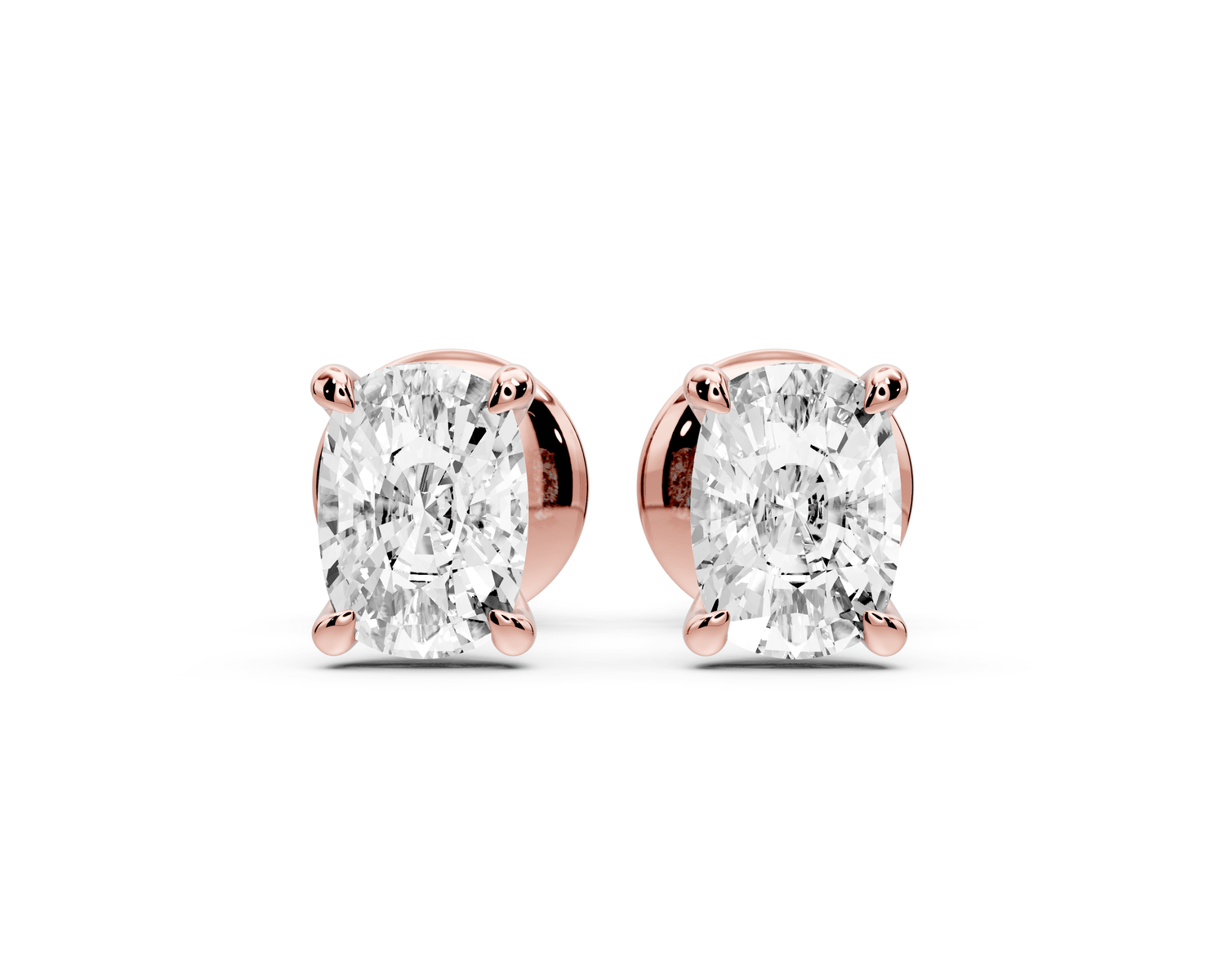Aura - 1ct 14k rose gold Elgcushion - Cut Diamond Stud Earrings - Mr. Alex Jewelry