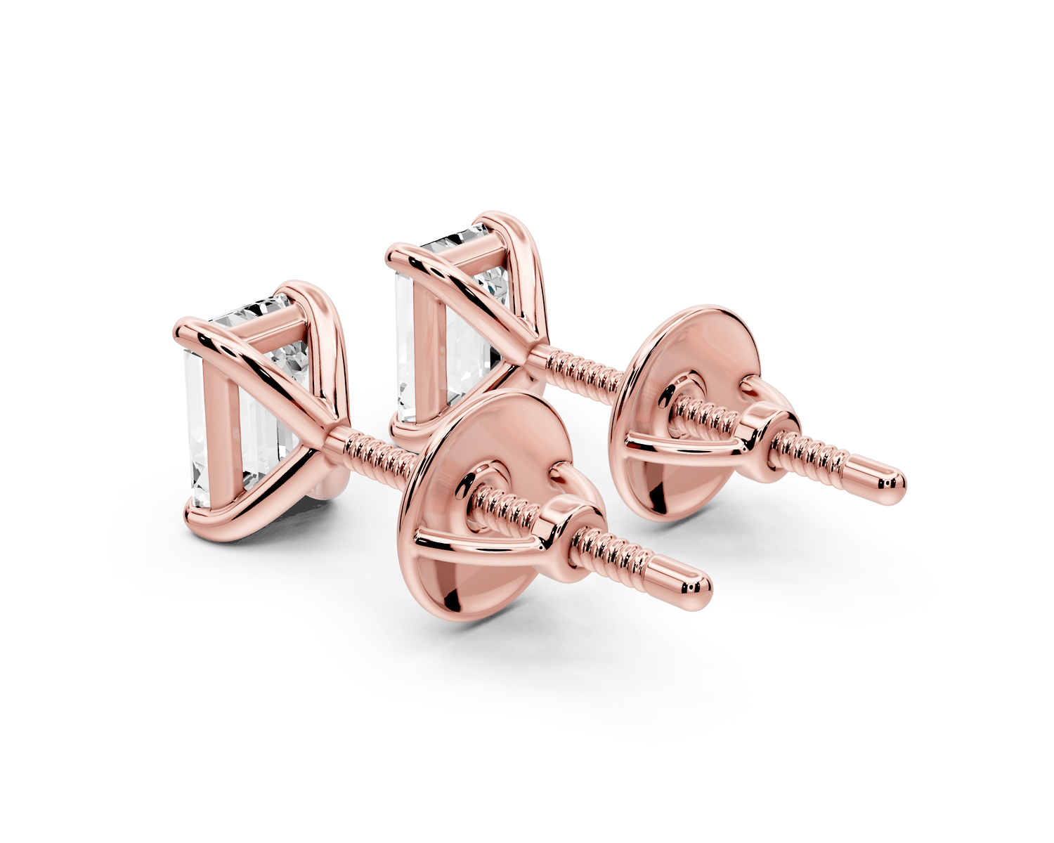Aura - 1ct 14k rose gold Emerald - Cut Diamond Stud Earrings - Mr. Alex Jewelry