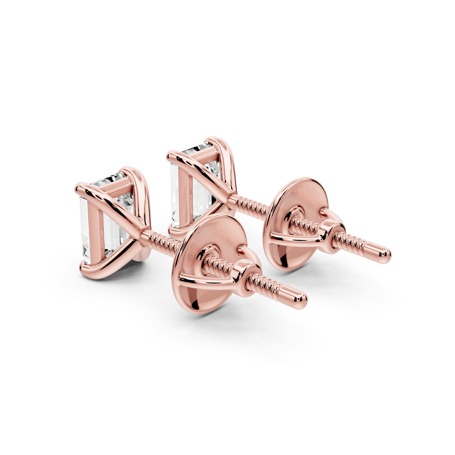 Aura - 1ct 14k rose gold Emerald - Cut Diamond Stud Earrings - Mr. Alex Jewelry