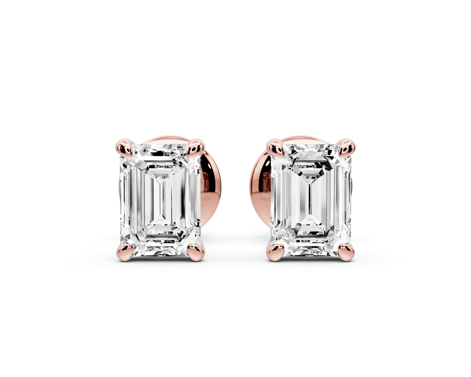 Aura - 1ct 14k rose gold Emerald - Cut Diamond Stud Earrings - Mr. Alex Jewelry