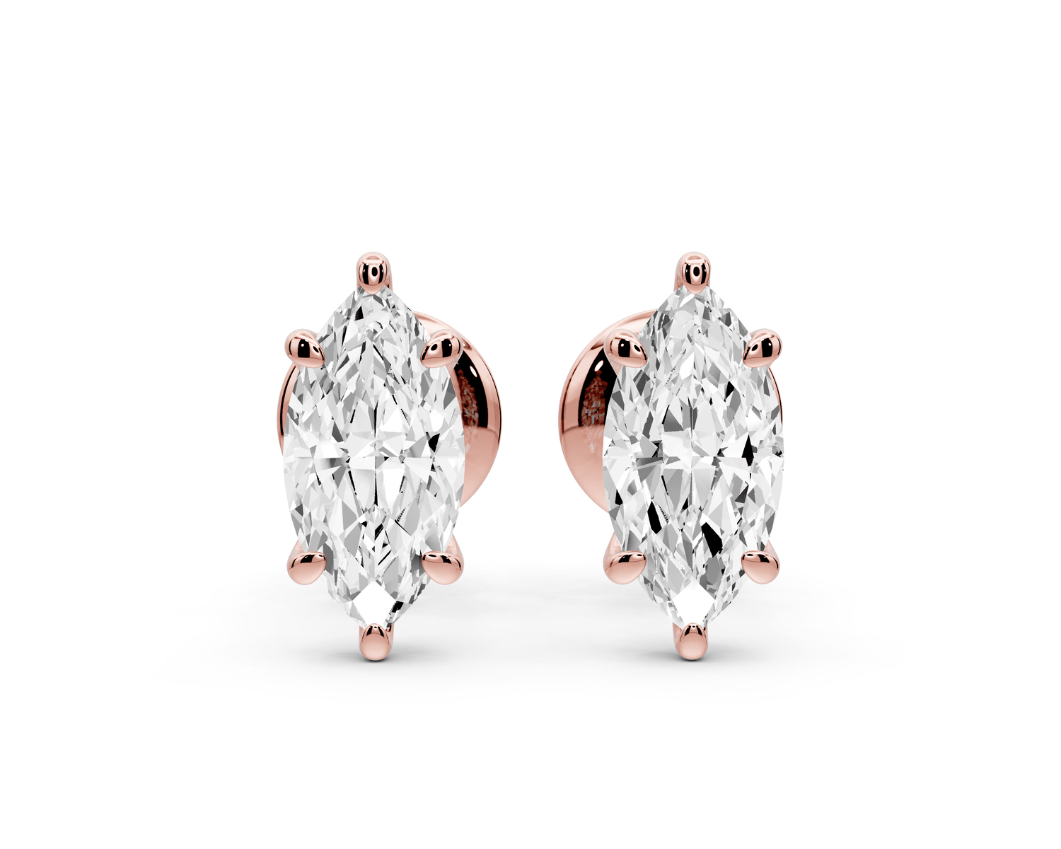 Aura - 1ct 14k rose gold Marquise - Cut Diamond Stud Earrings - Mr. Alex Jewelry