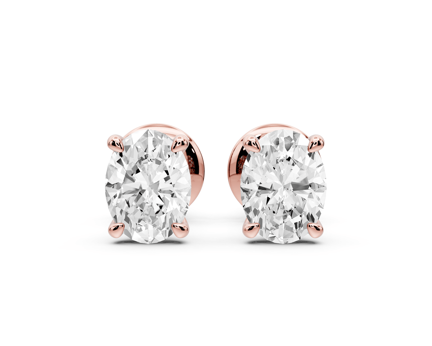 Aura - 1ct 14k rose gold Oval - Cut Diamond Stud Earrings - Mr. Alex Jewelry