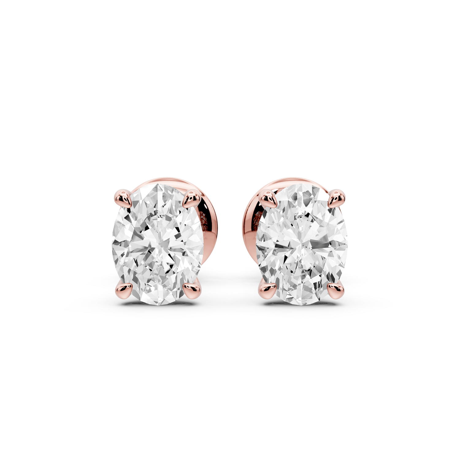 Aura - 1ct 14k rose gold Oval - Cut Diamond Stud Earrings - Mr. Alex Jewelry