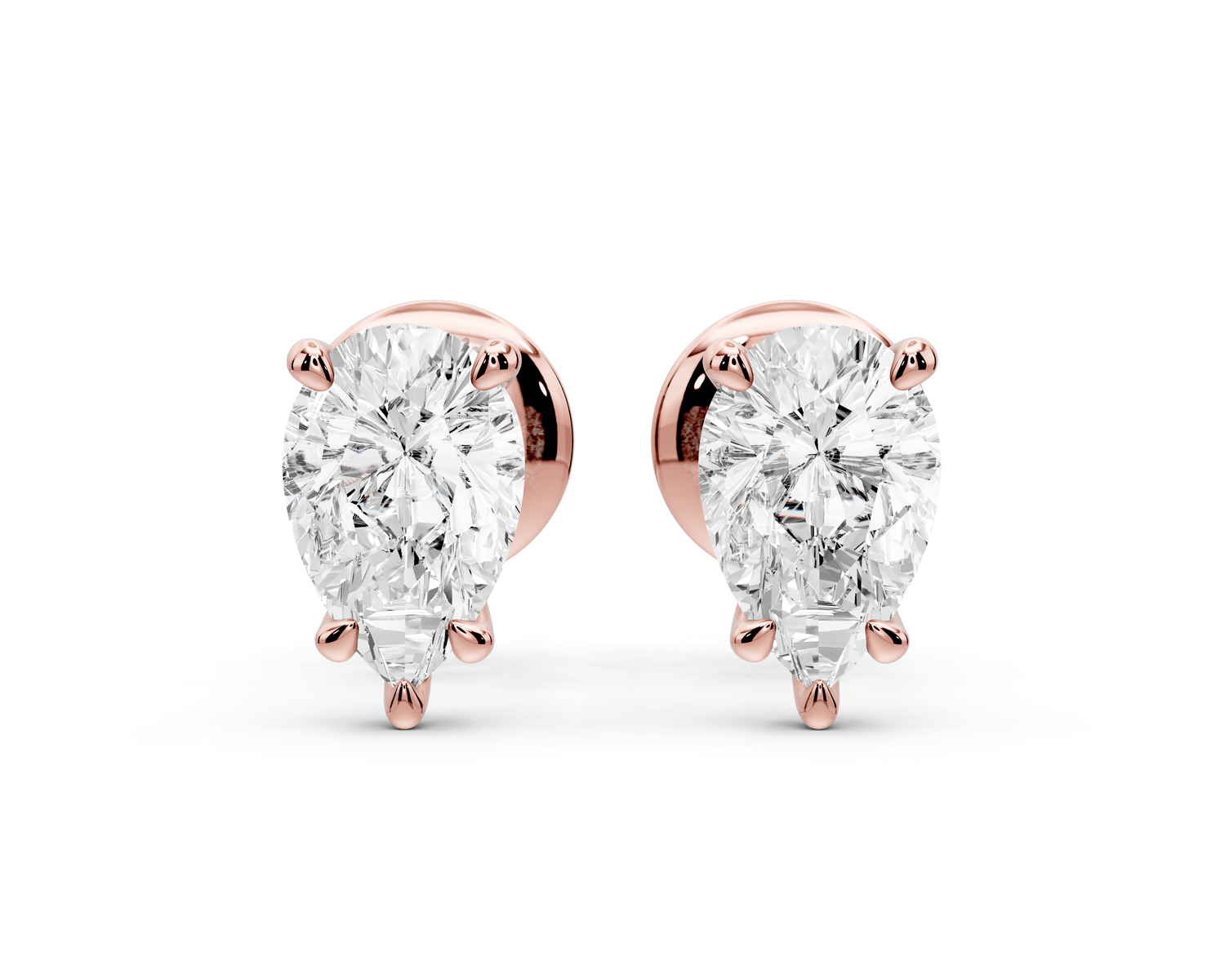 Aura - 1ct 14k rose gold Pear - Cut Diamond Stud Earrings - Mr. Alex Jewelry
