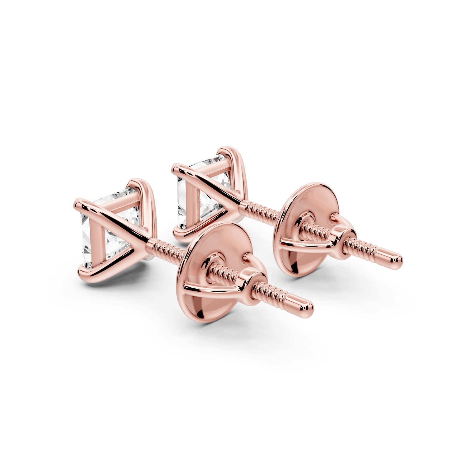 Aura - 1ct 14k rose gold Princess - Cut Diamond Stud Earrings - Mr. Alex Jewelry