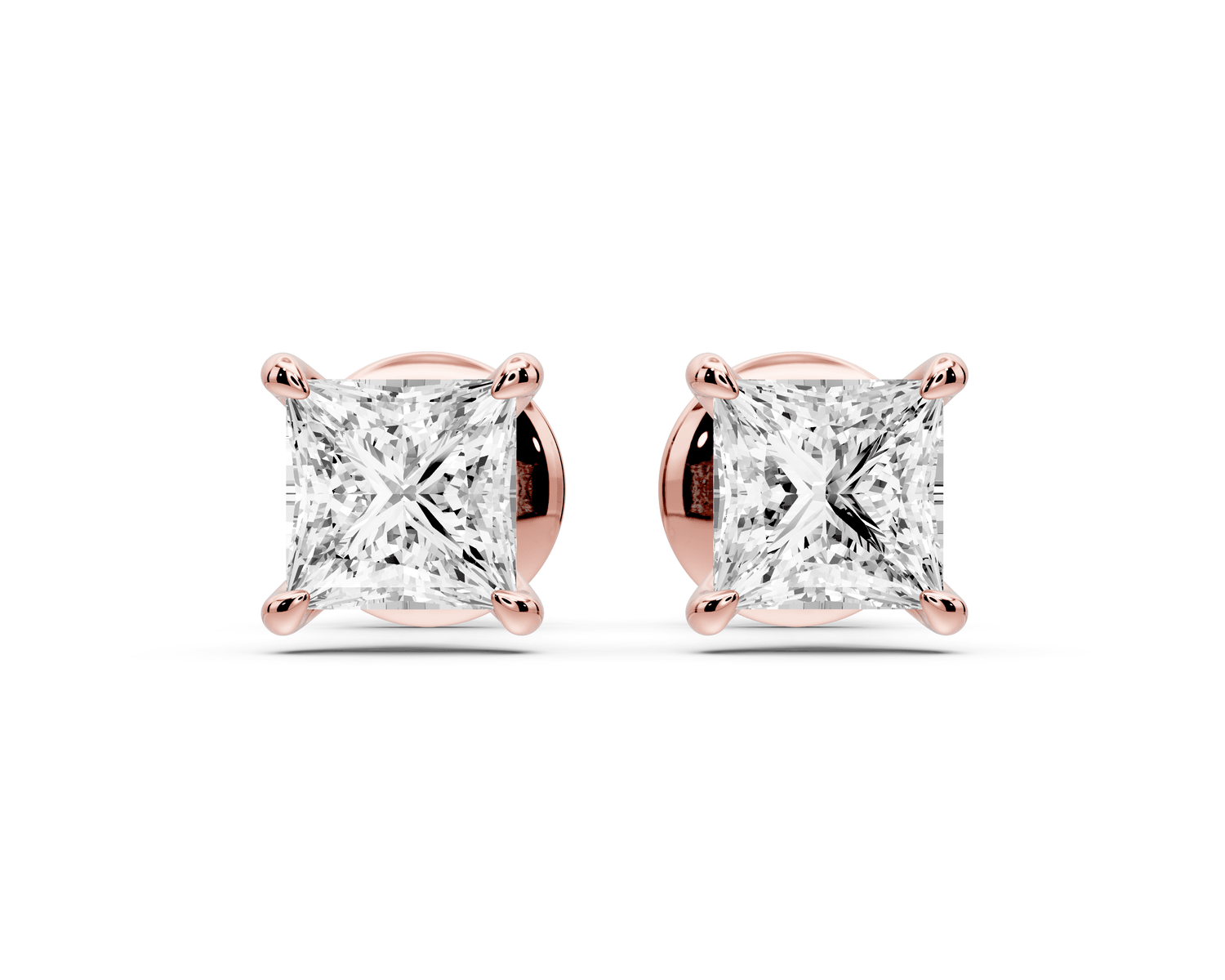 Aura - 1ct 14k rose gold Princess - Cut Diamond Stud Earrings - Mr. Alex Jewelry