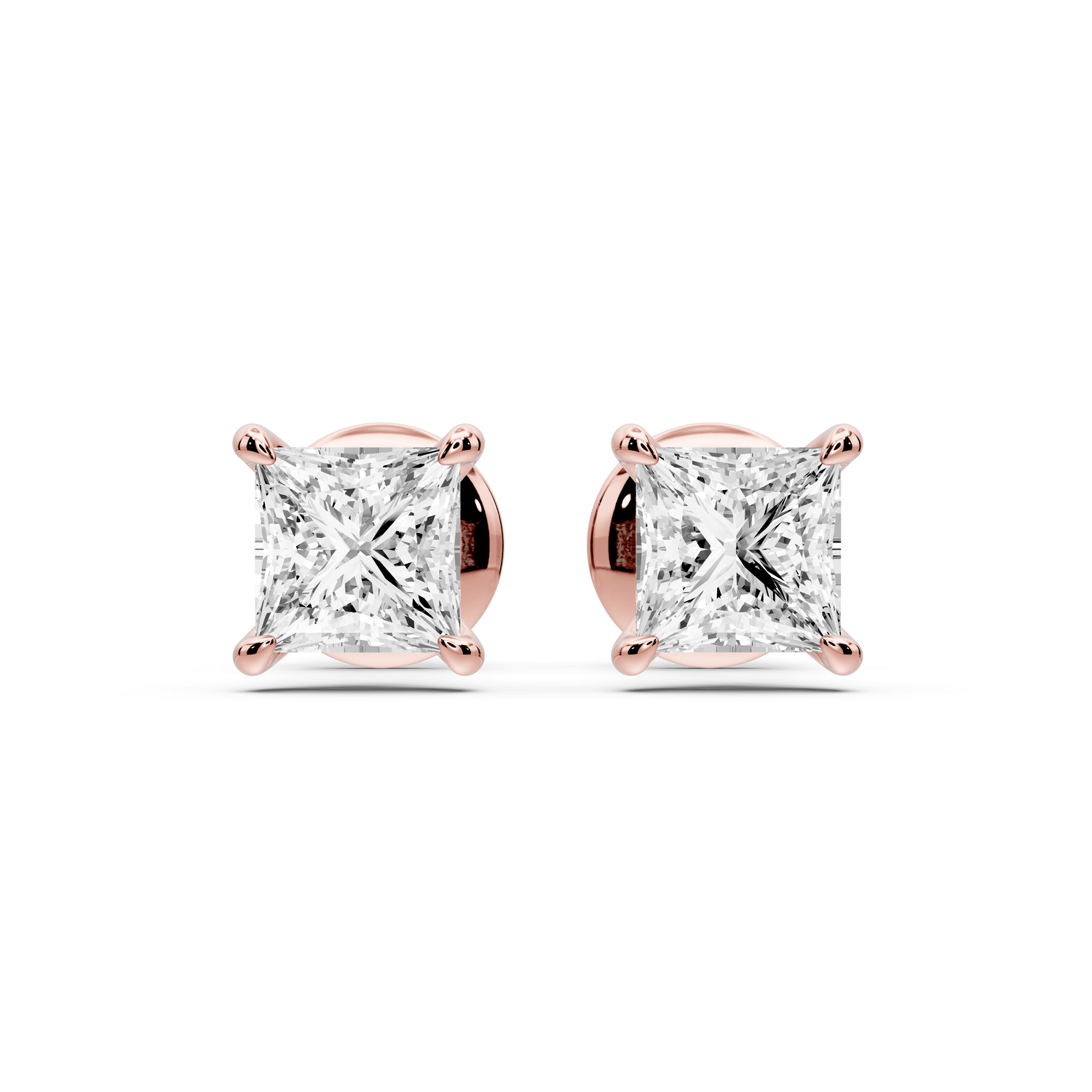 Aura - 1ct 14k rose gold Princess - Cut Diamond Stud Earrings - Mr. Alex Jewelry