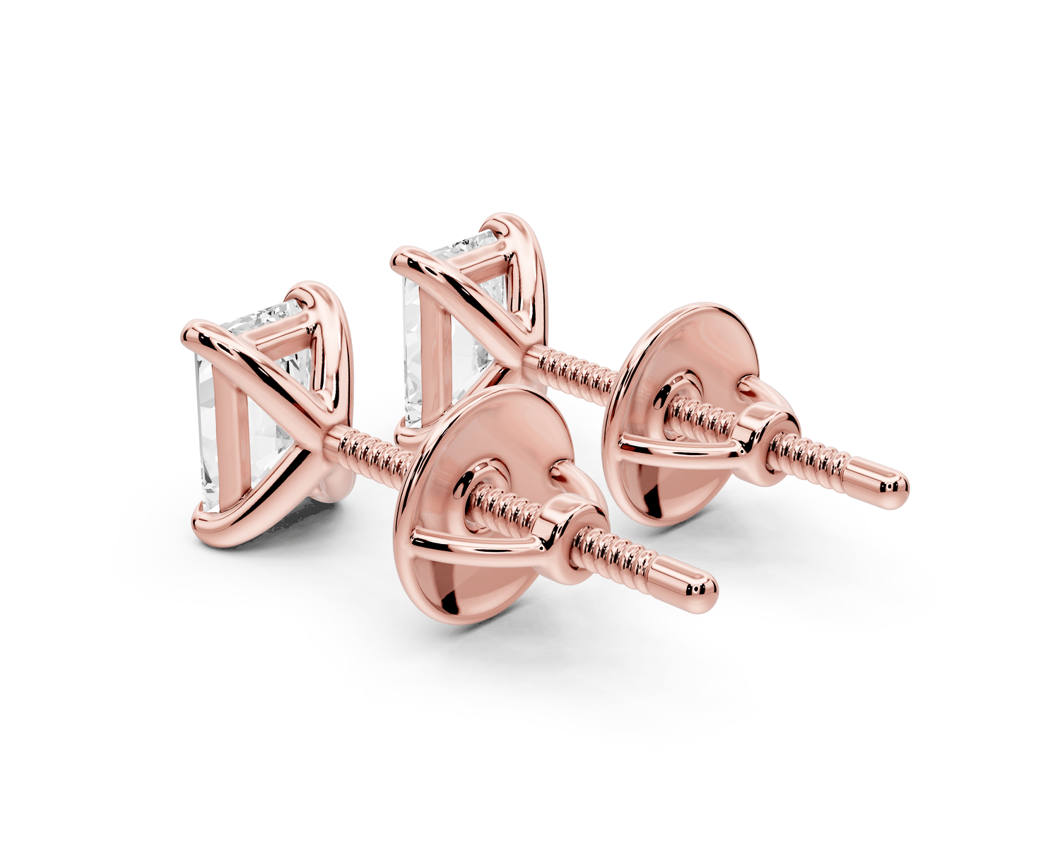 Aura - 1ct 14k rose gold Radiant - Cut Diamond Stud Earrings - Mr. Alex Jewelry