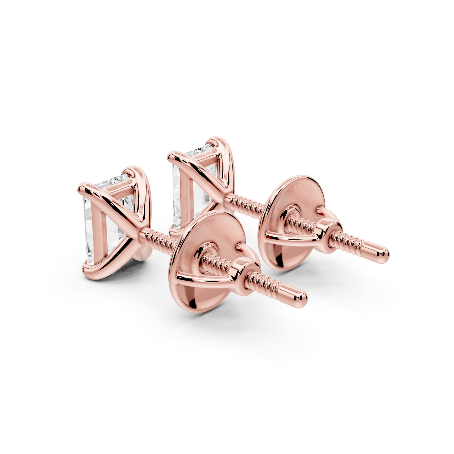 Aura - 1ct 14k rose gold Radiant - Cut Diamond Stud Earrings - Mr. Alex Jewelry