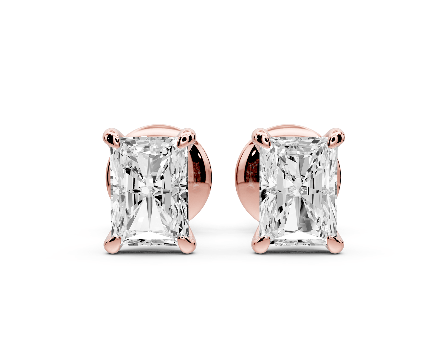 Aura - 1ct 14k rose gold Radiant - Cut Diamond Stud Earrings - Mr. Alex Jewelry